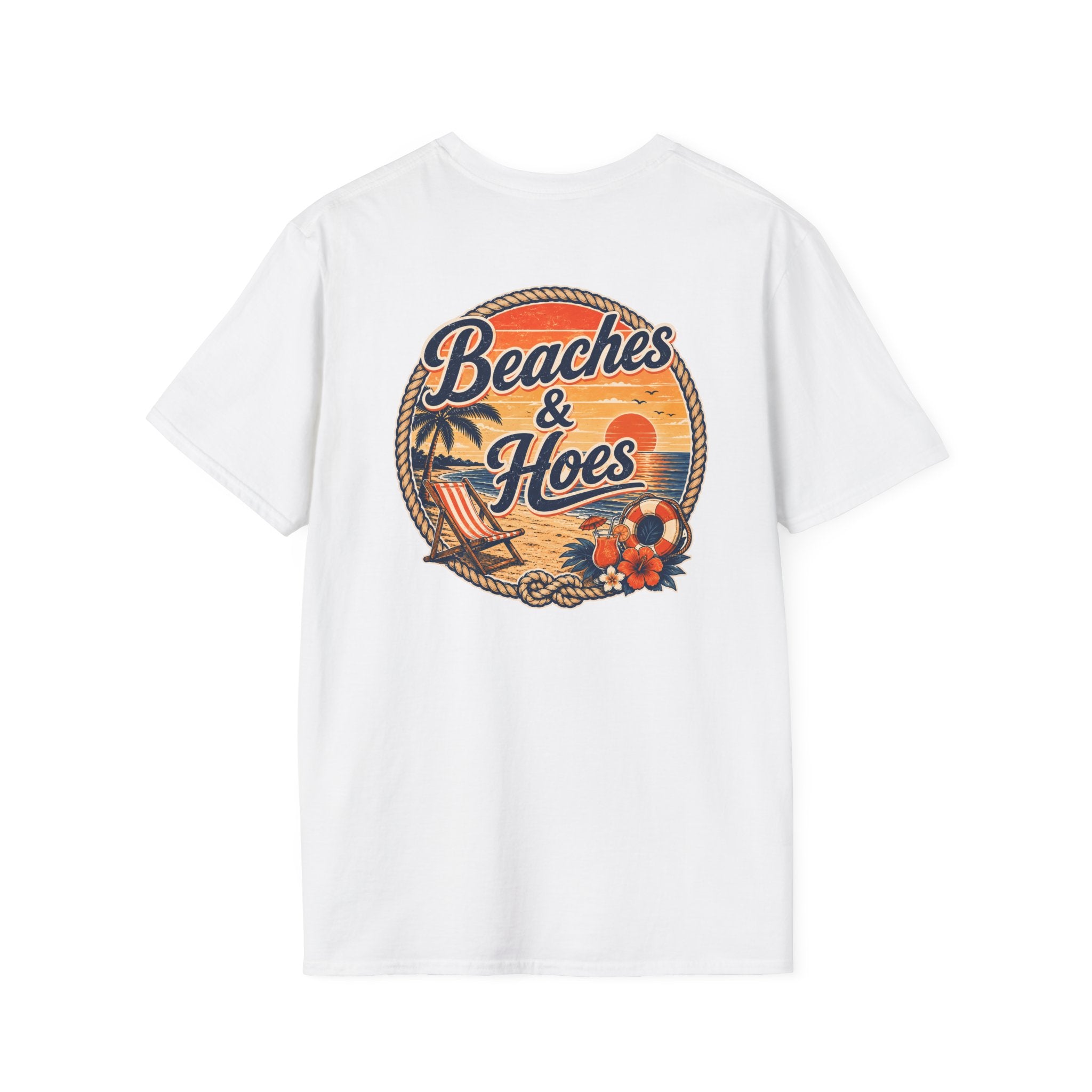 Beaches and Hoes Sunset Left Chest Full Back Print Tee – Hoes Clothes