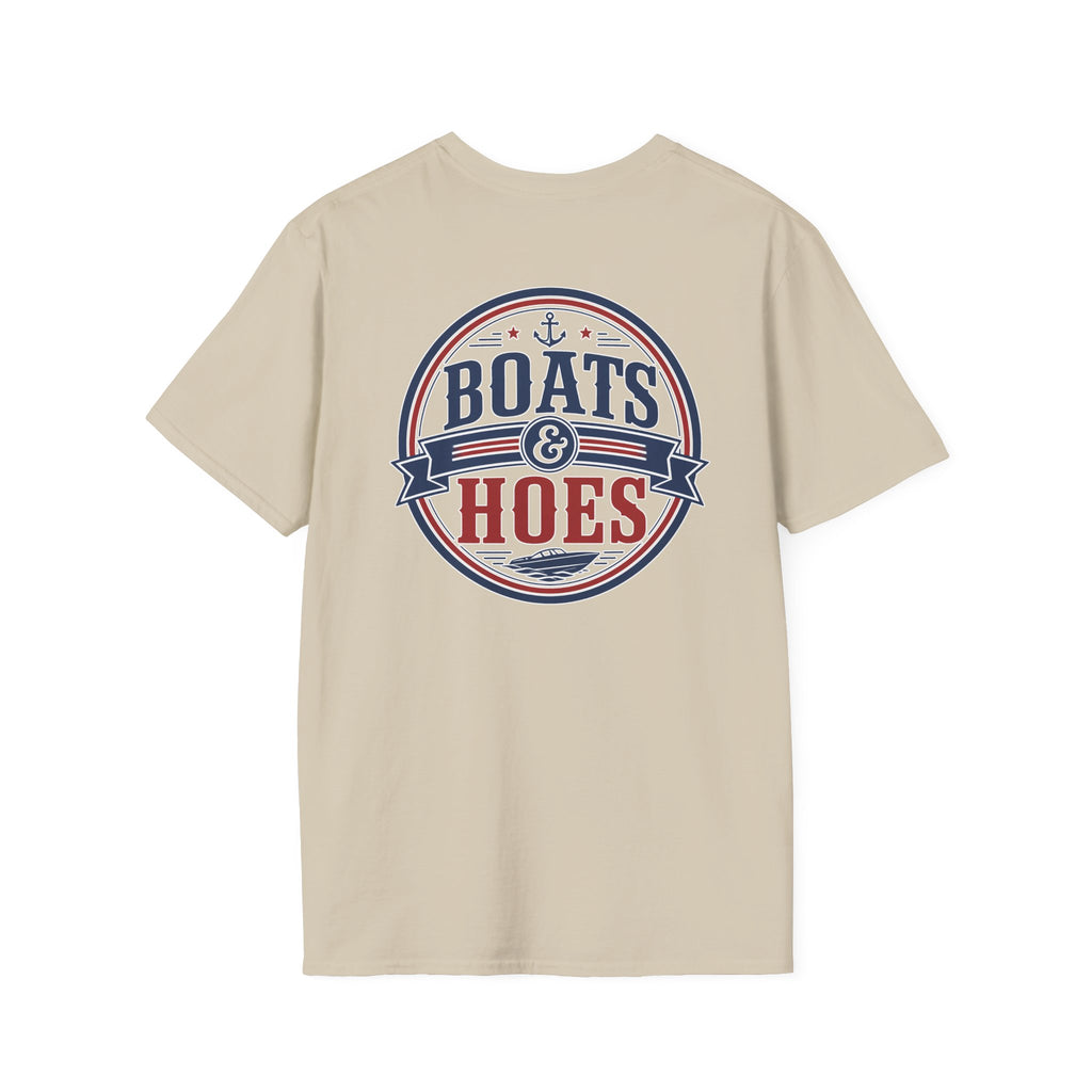 Boats and Hoes Badge Full Color Front & Back Tee – Hoes Clothes