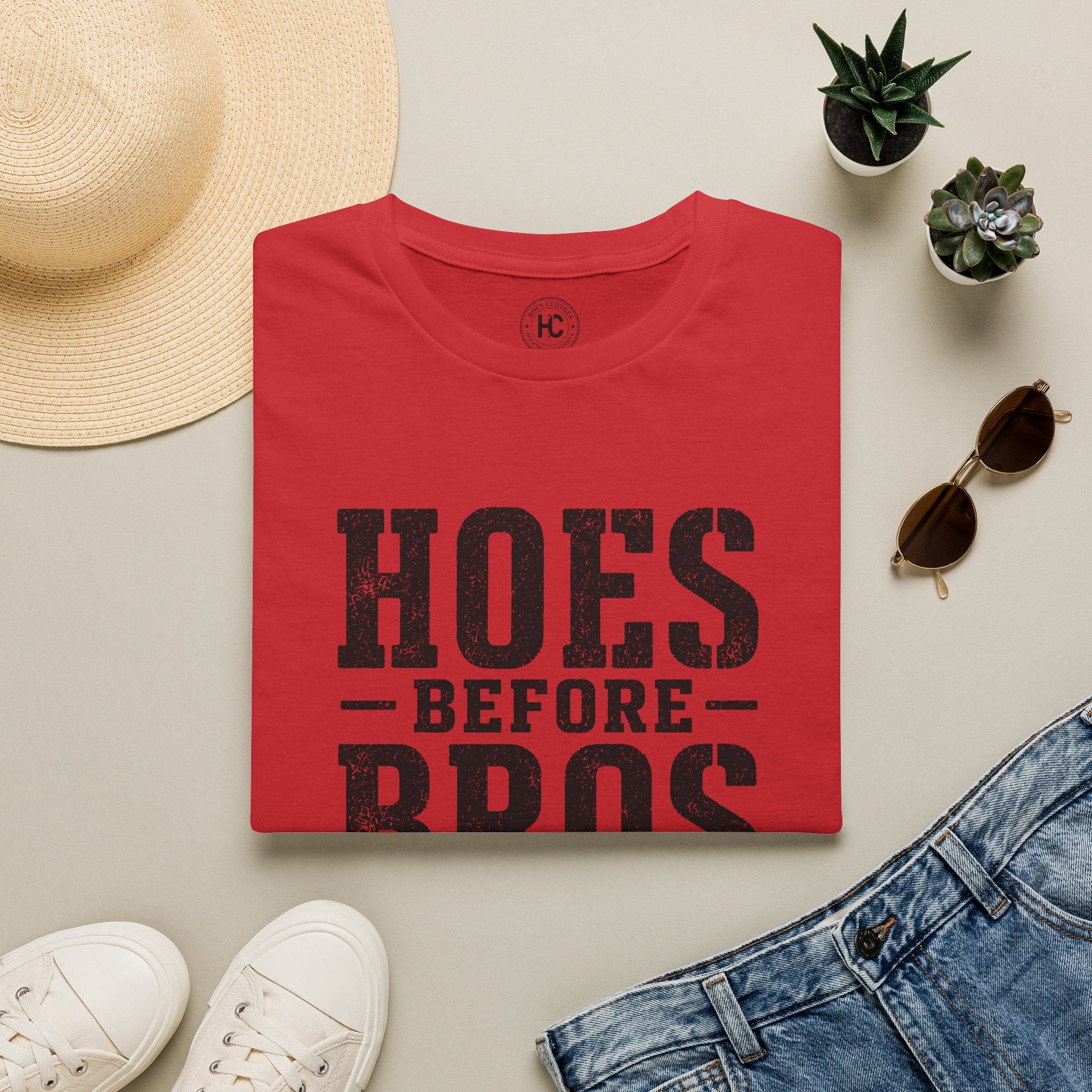 Hoes Before Bros Champagne Large Front Print Tee – Hoes Clothes