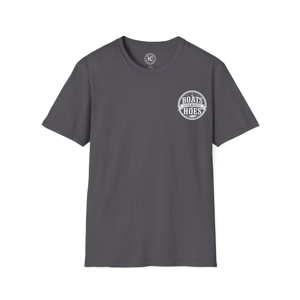 Boats and Hoes Badge Front & Back Print Tee – Hoes Clothes