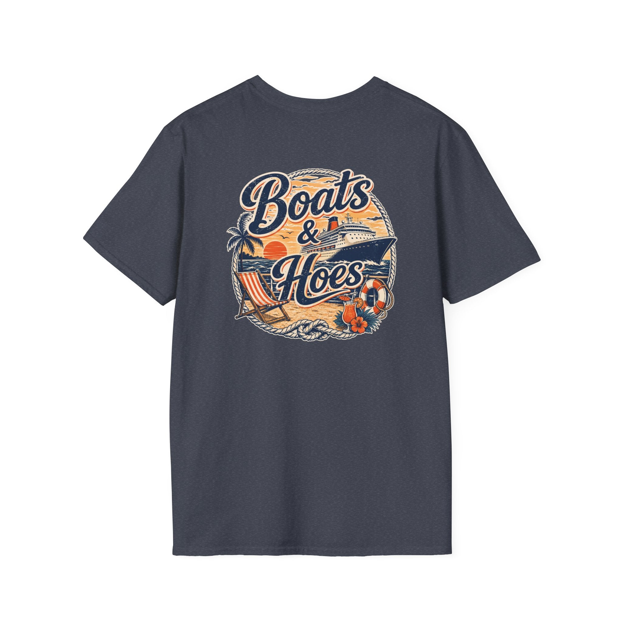 Boats and Hoes Sunset Cruising Left Chest Full Back Print Tee – Hoes Clothes