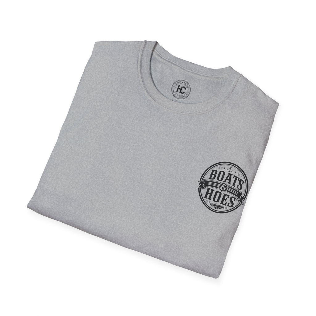 Boats and Hoes Badge Front & Back Print Tee – Hoes Clothes