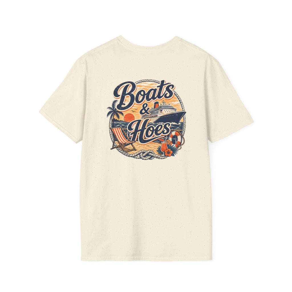 Boats and Hoes Sunset Cruising Left Chest Full Back Print Tee – Hoes Clothes