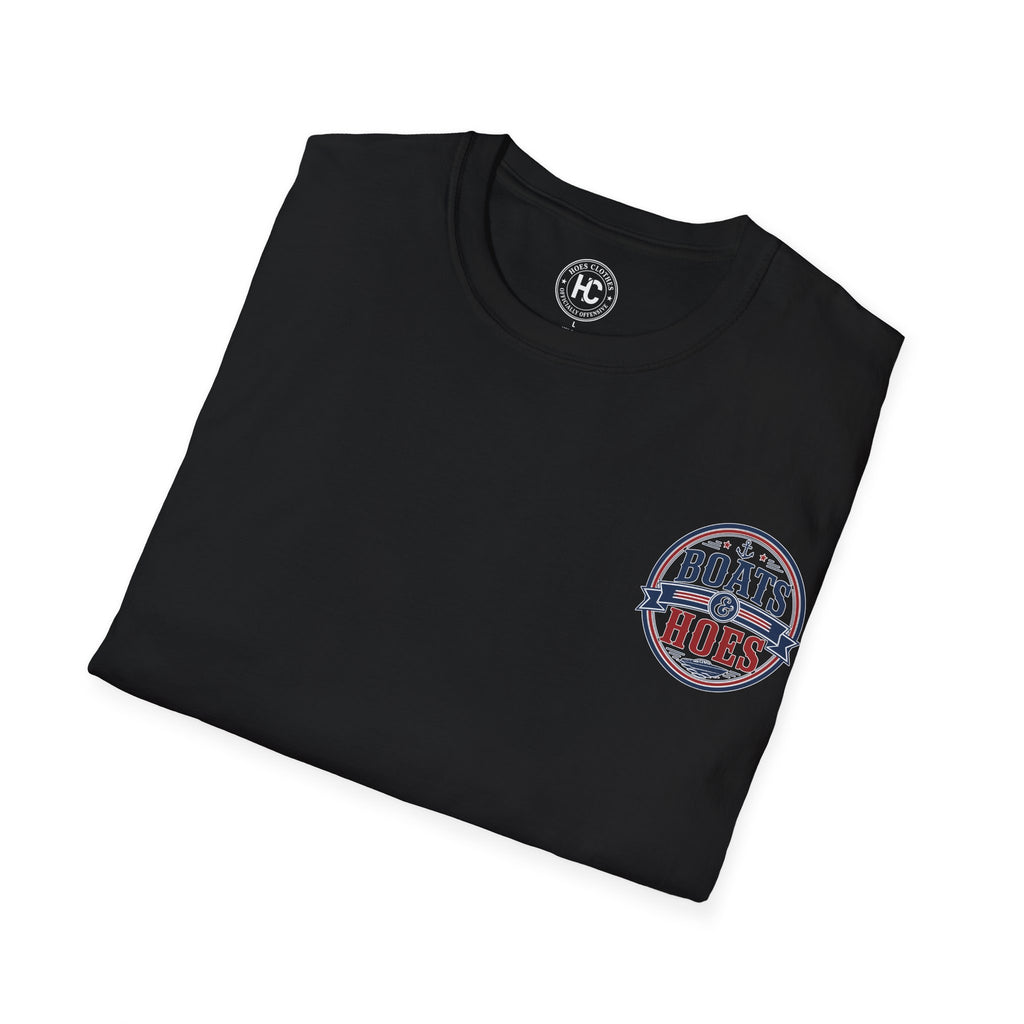 Boats and Hoes Badge Full Color Front & Back Tee – Hoes Clothes