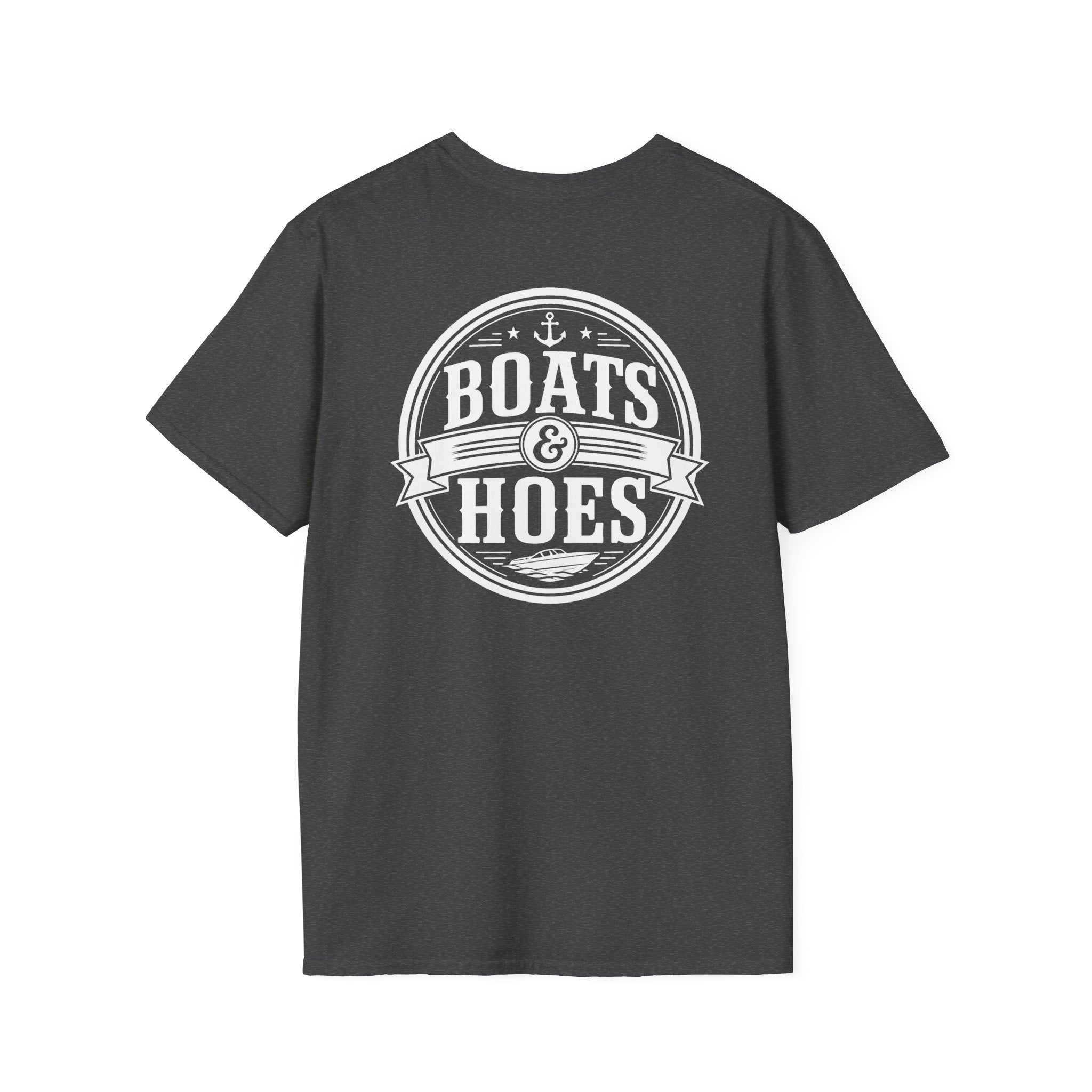 Boats and Hoes Badge Front & Back Print Tee – Hoes Clothes
