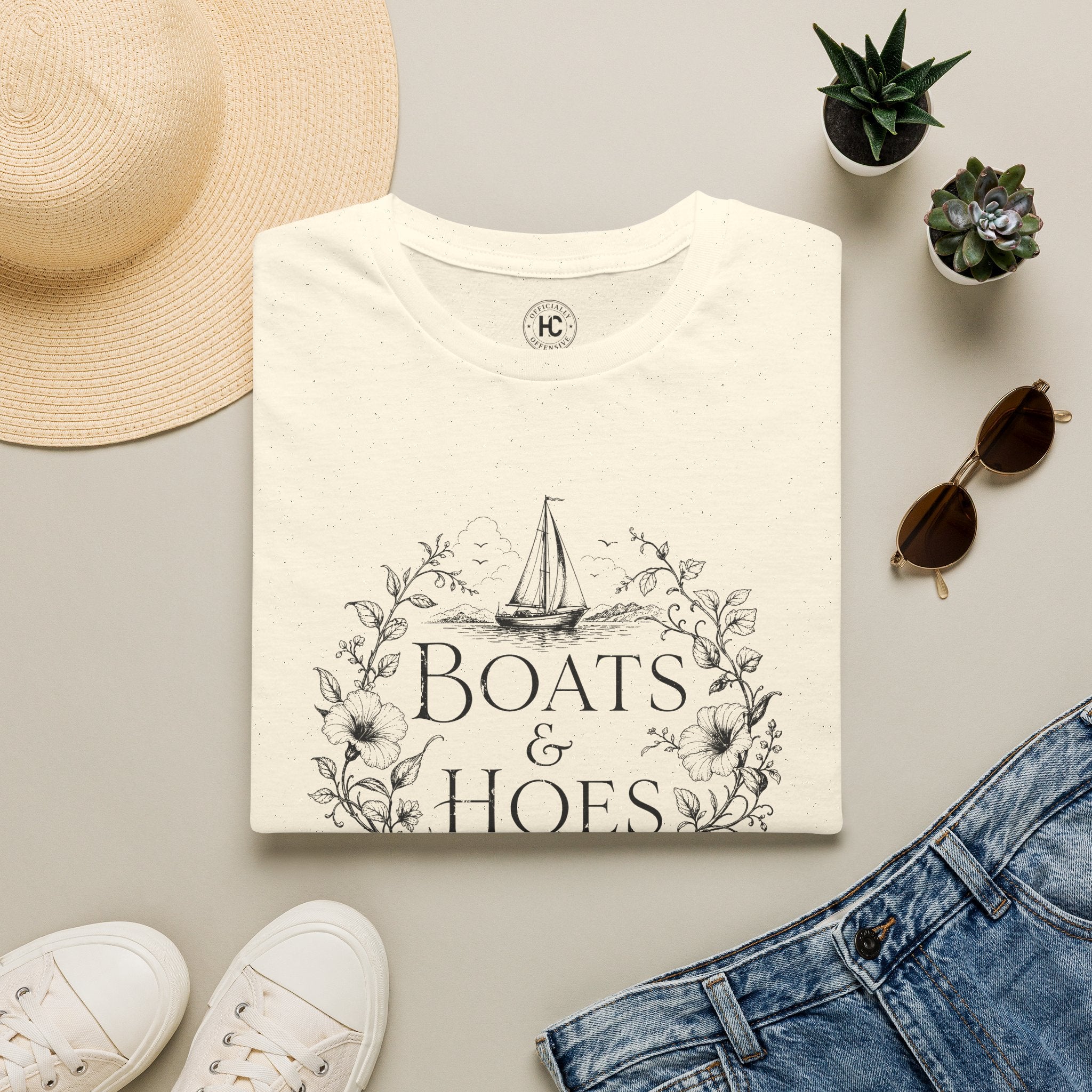 Boats and Hoes Botanical Front Only Tee – Hoes Clothes