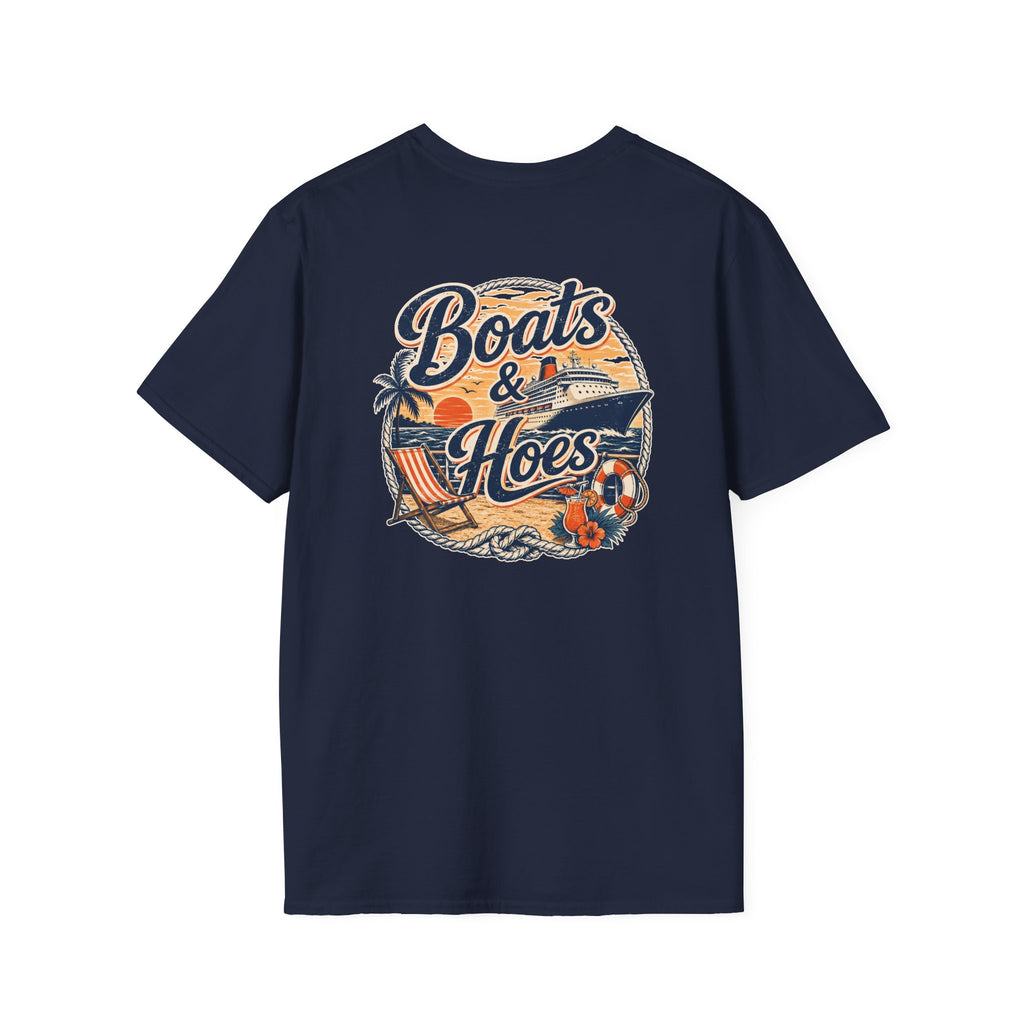 Boats and Hoes Sunset Cruising Left Chest Full Back Print Tee – Hoes Clothes