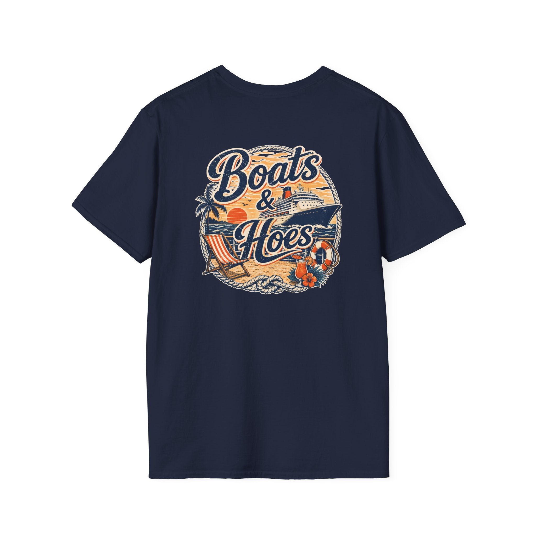 Boats and Hoes Sunset Cruising Left Chest Full Back Print Tee – Hoes Clothes