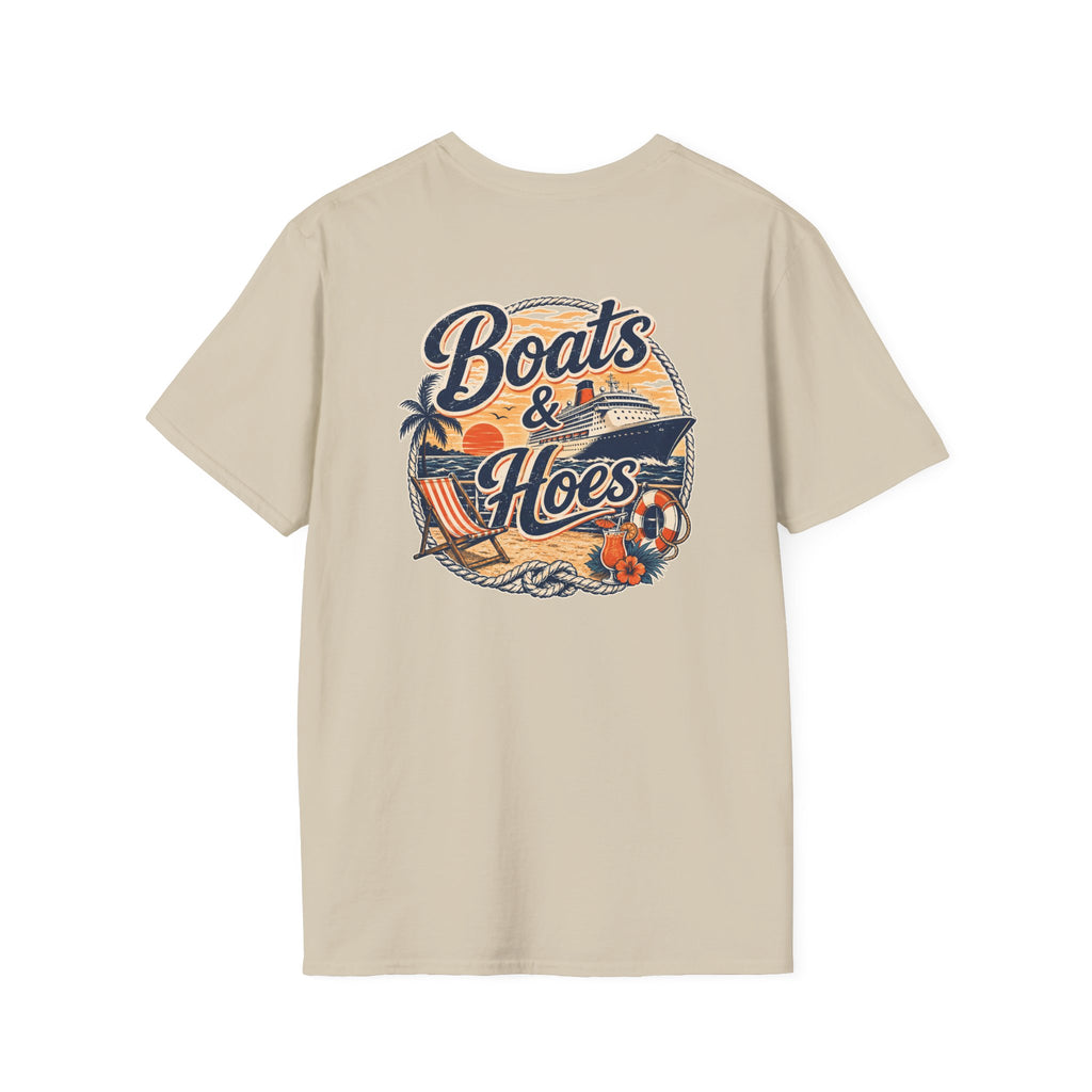 Boats and Hoes Sunset Cruising Left Chest Full Back Print Tee – Hoes Clothes