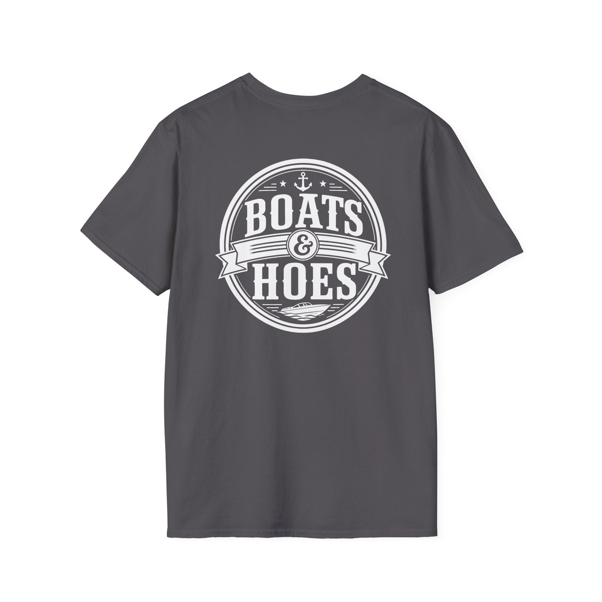 Boats and Hoes Badge Front & Back Print Tee – Hoes Clothes