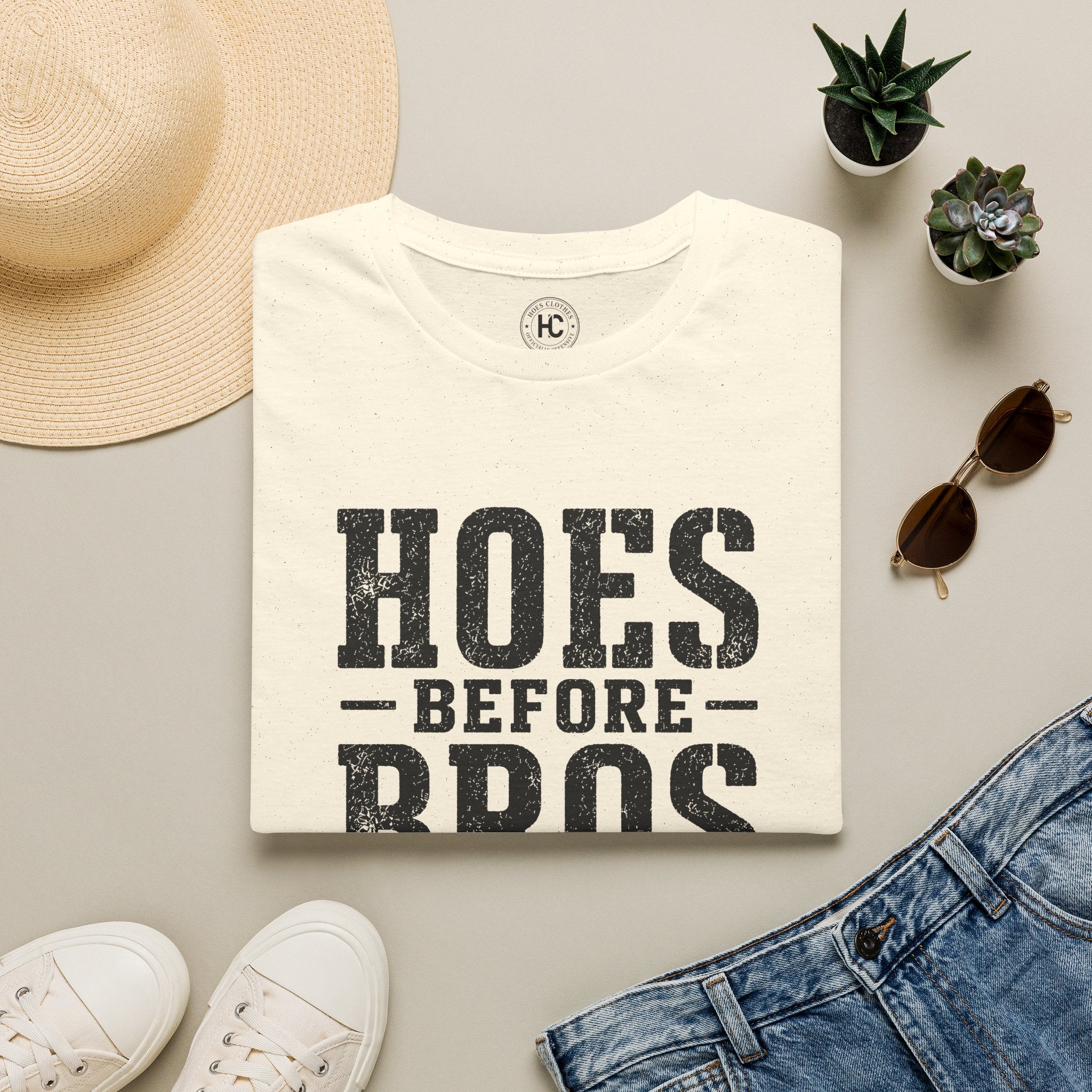 Hoes Before Bros Champagne Large Front Print Tee – Hoes Clothes