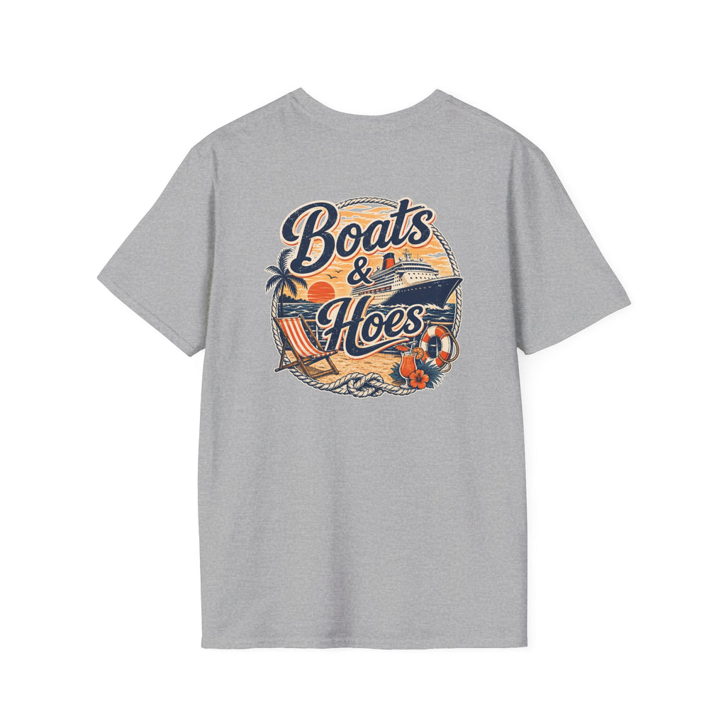 Boats and Hoes Sunset Cruising Left Chest Full Back Print Tee – Hoes Clothes