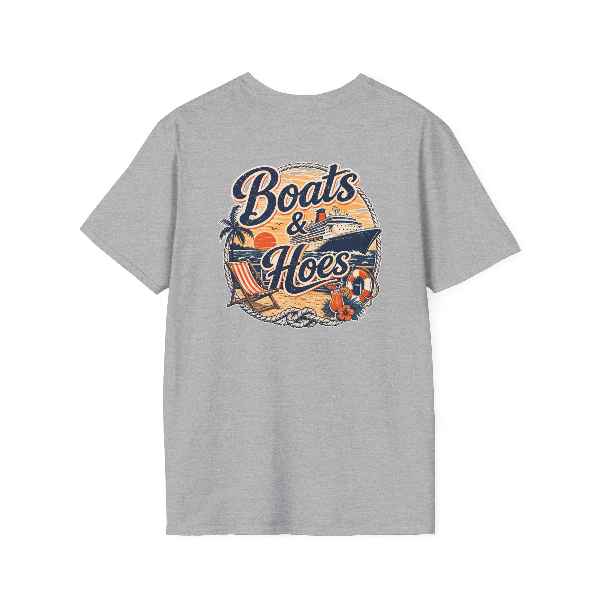 Boats and Hoes Sunset Cruising Left Chest Full Back Print Tee – Hoes Clothes