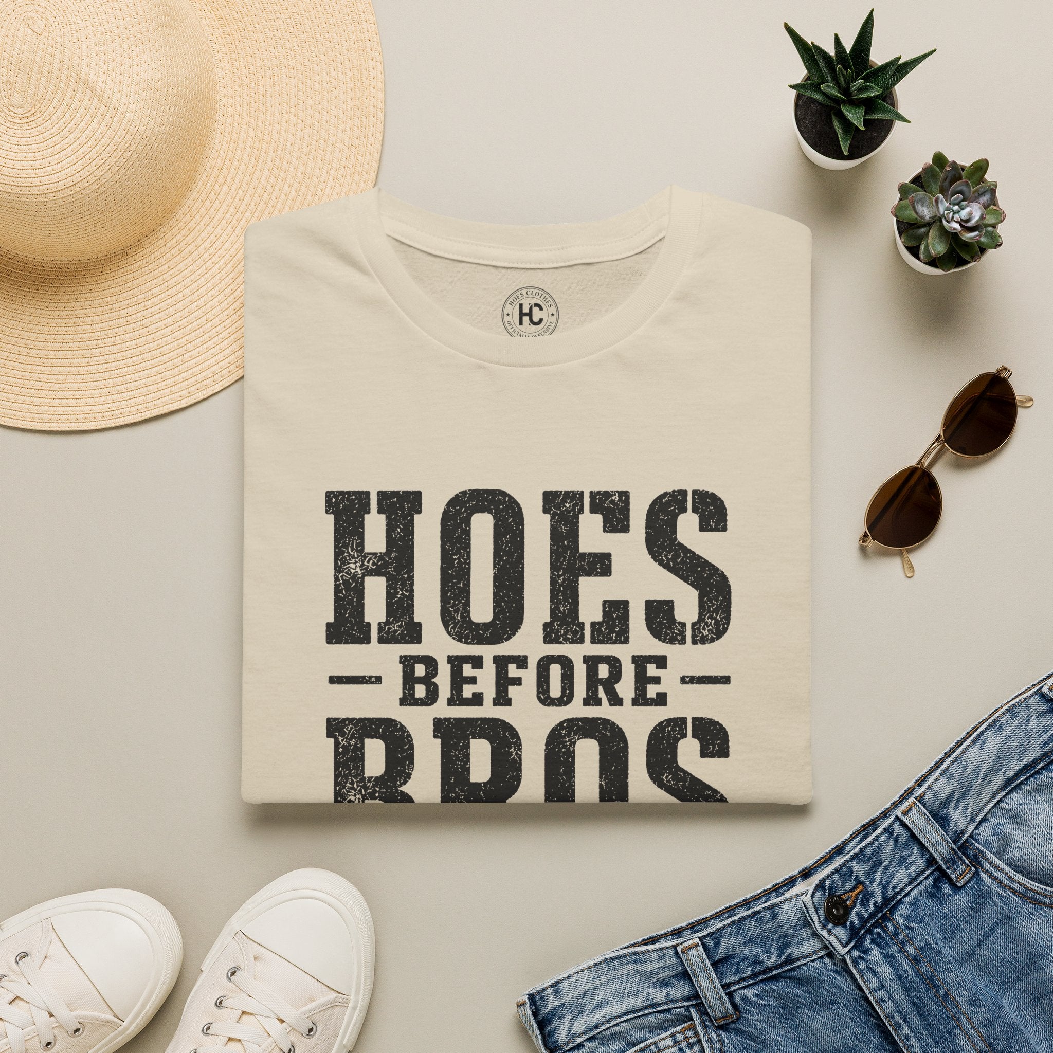 Hoes Before Bros Champagne Large Front Print Tee – Hoes Clothes