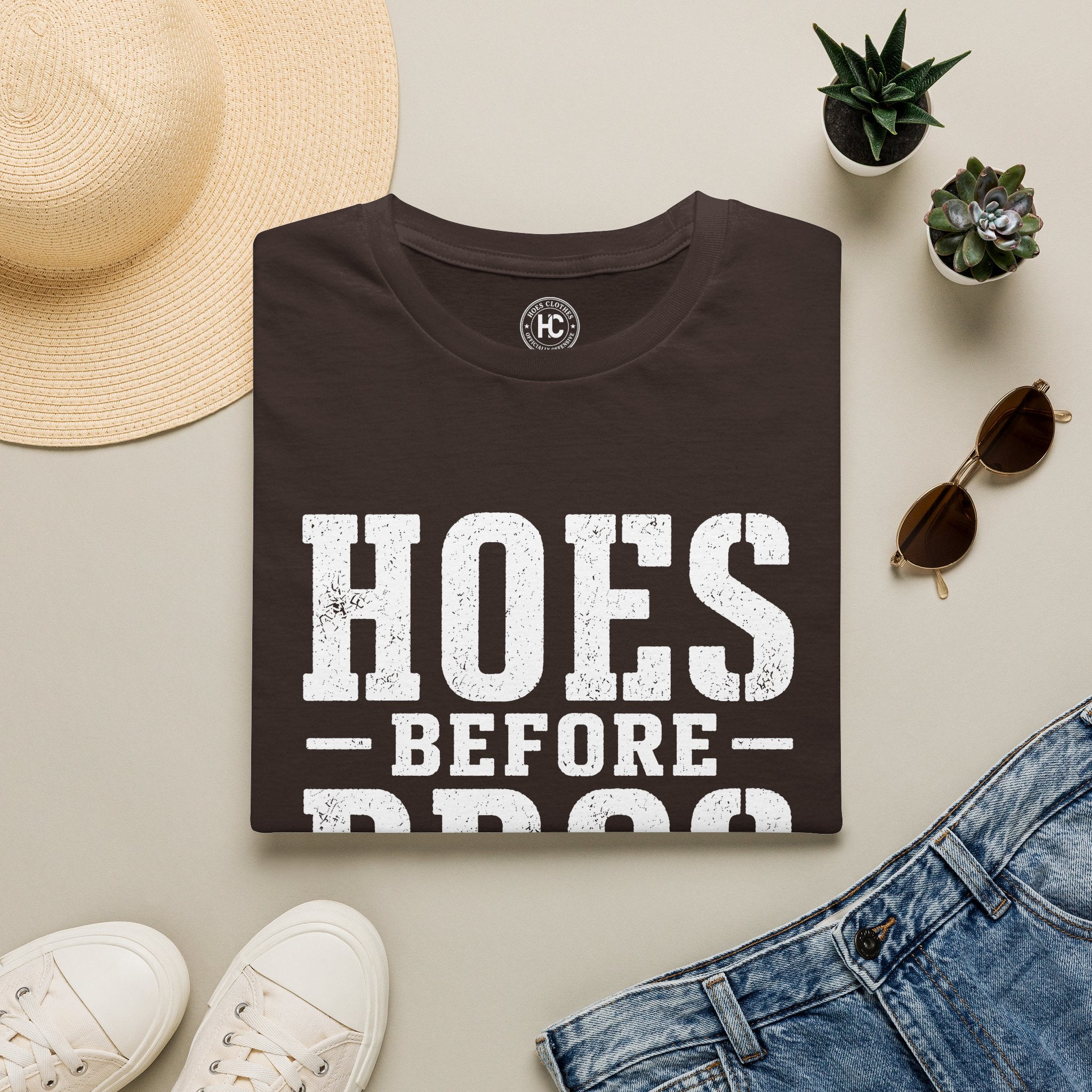 Hoes Before Bros Champagne Large Front Print Tee – Hoes Clothes