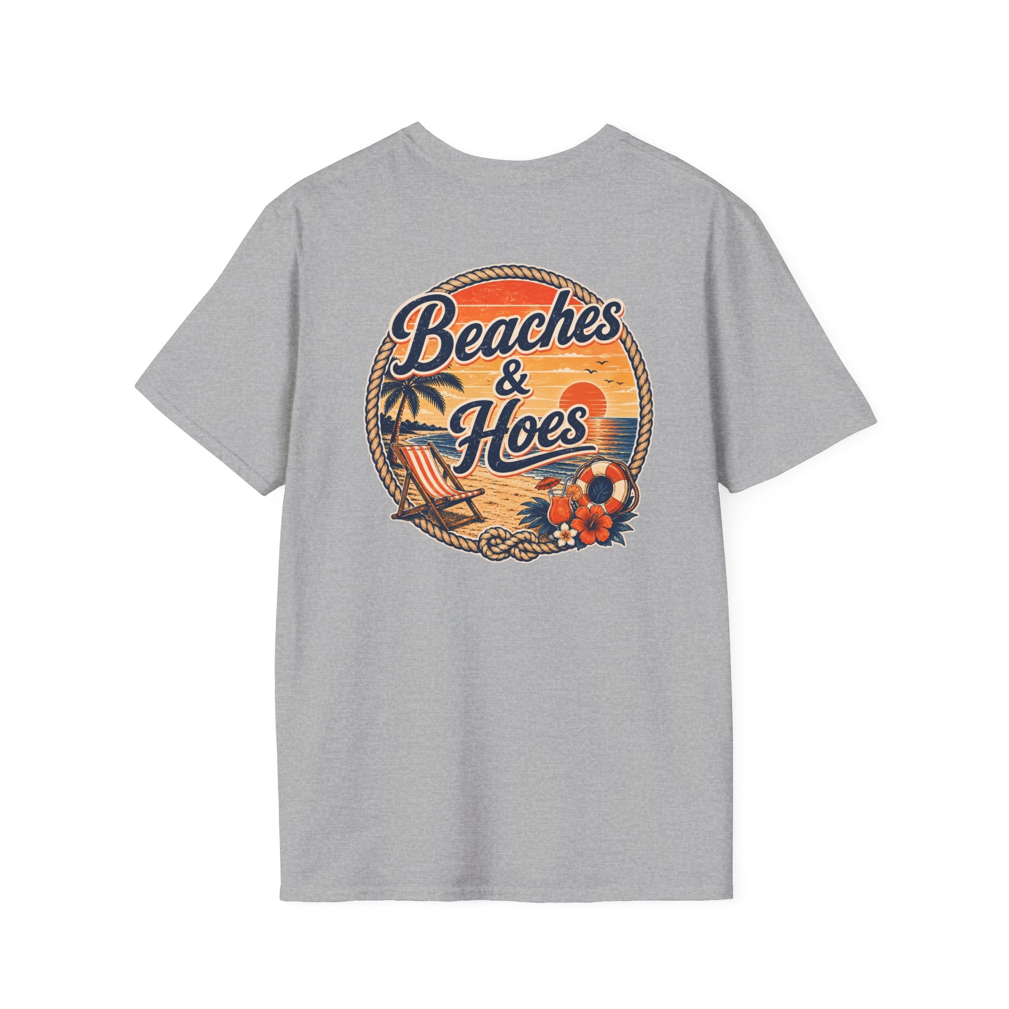 Beaches and Hoes Sunset Left Chest Full Back Print Tee – Hoes Clothes