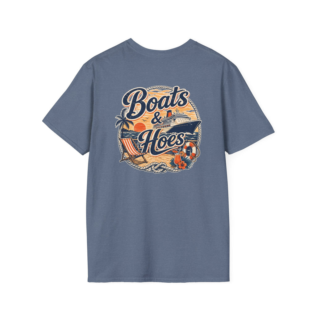 Boats and Hoes Sunset Cruising Left Chest Full Back Print Tee – Hoes Clothes