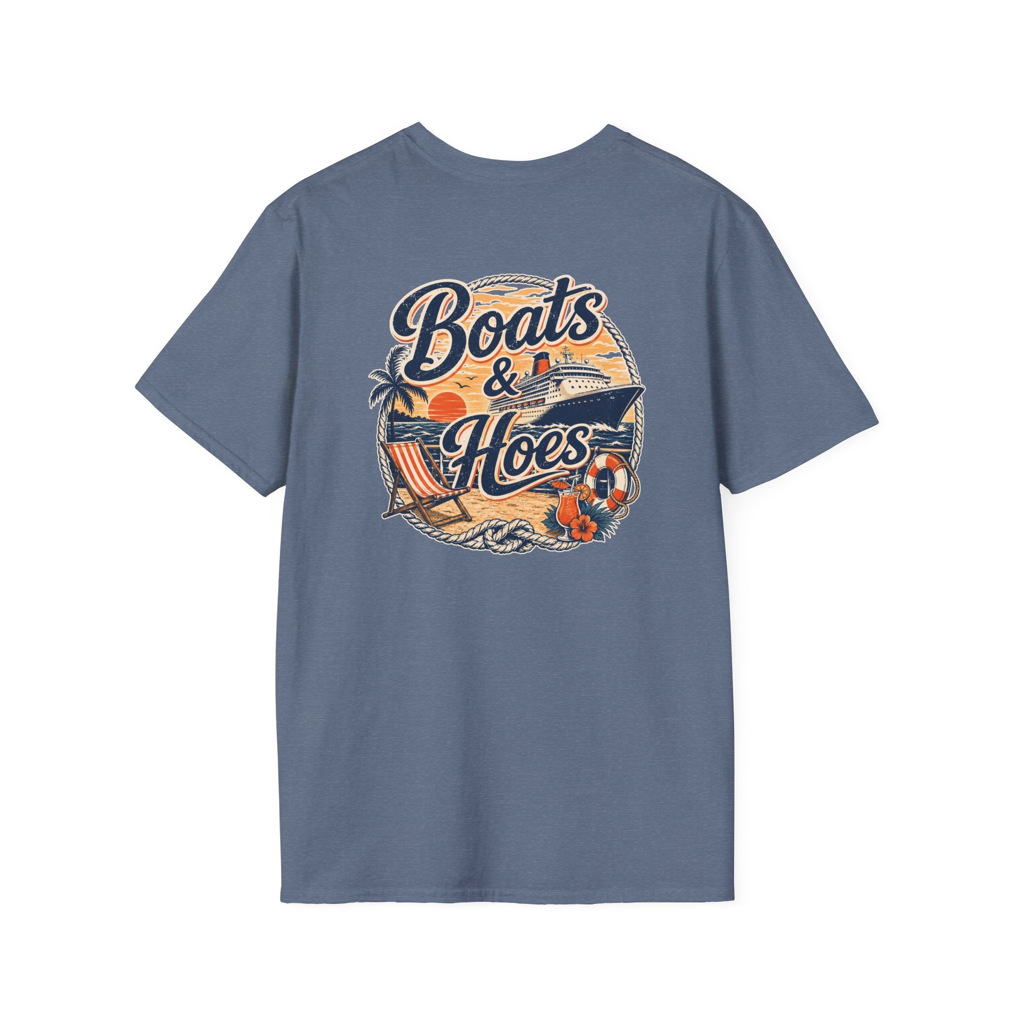 Boats and Hoes Sunset Cruising Left Chest Full Back Print Tee – Hoes Clothes