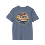 Boats and Hoes Sunset Speedboat Left Chest Full Back Print Tee – Hoes Clothes