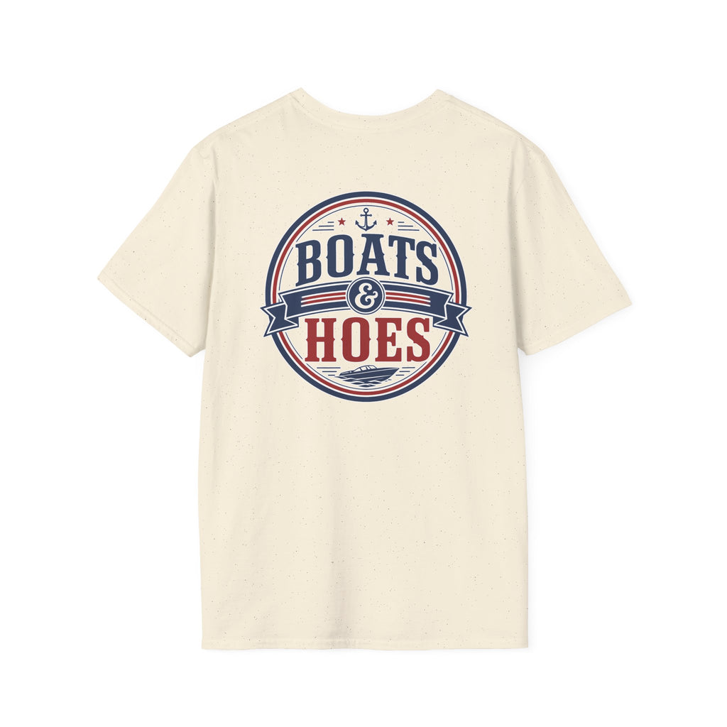 Boats and Hoes Badge Full Color Front & Back Tee – Hoes Clothes