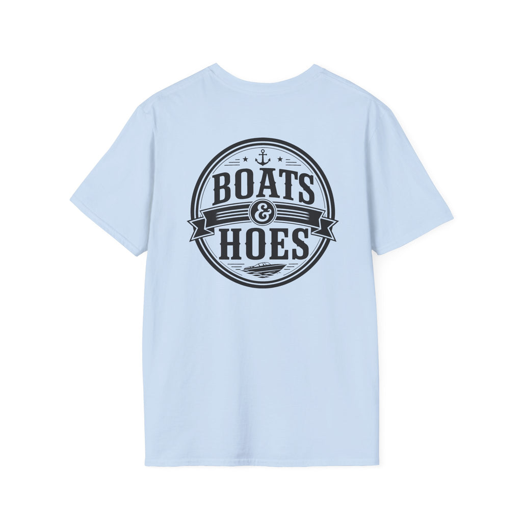 Boats and Hoes Badge Front & Back Print Tee – Hoes Clothes