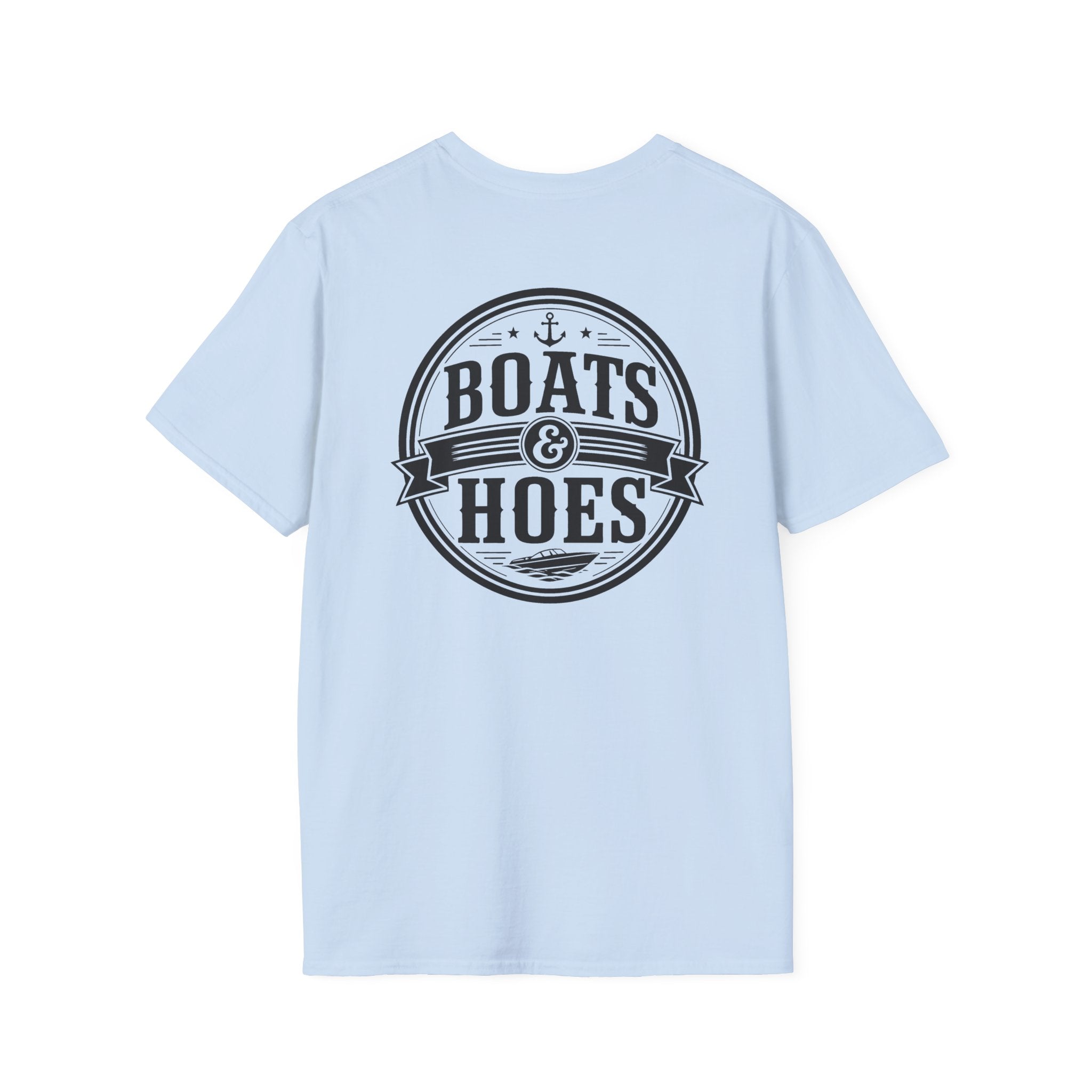 Boats and Hoes Badge Front & Back Print Tee – Hoes Clothes