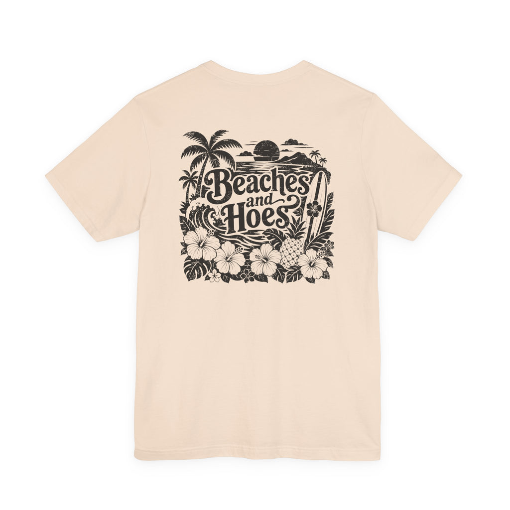Beaches and Hoes B&W Left Chest Full Back Print Tee – Hoes Clothes