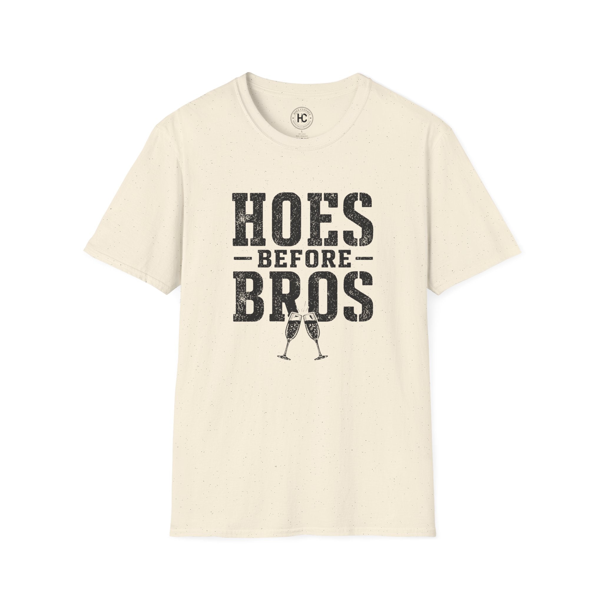 Hoes Before Bros Champagne Large Front Print Tee – Hoes Clothes