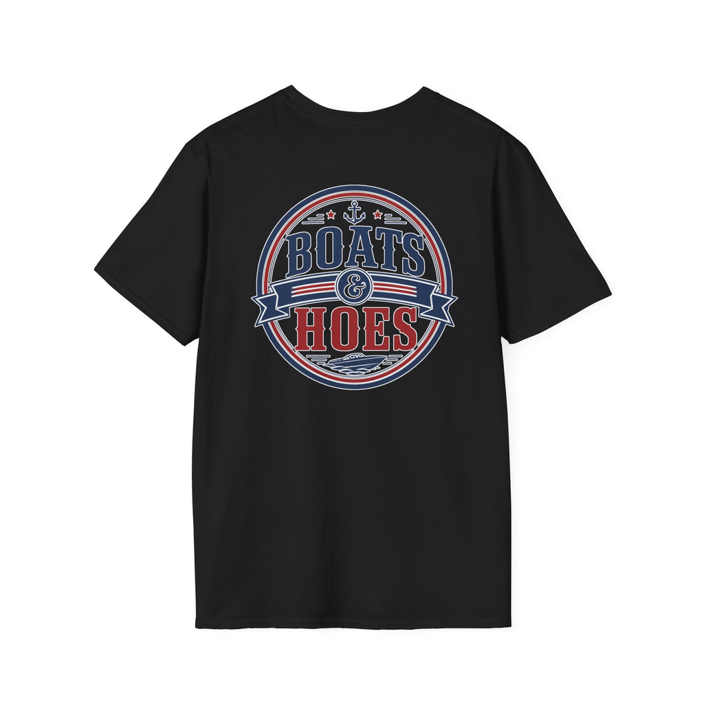 Boats and Hoes Badge Full Color Front & Back Tee – Hoes Clothes