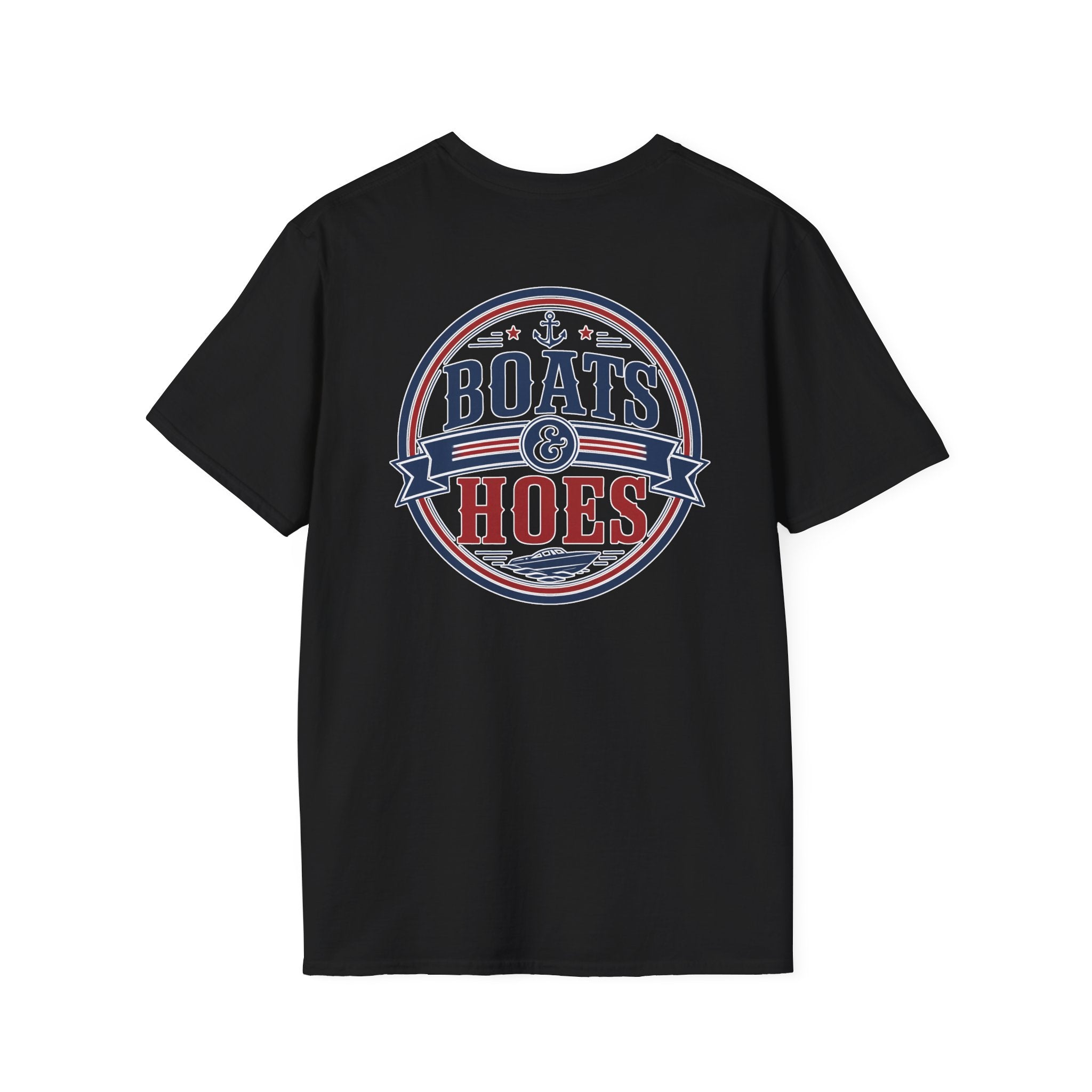 Boats and Hoes Badge Full Color Front & Back Tee – Hoes Clothes