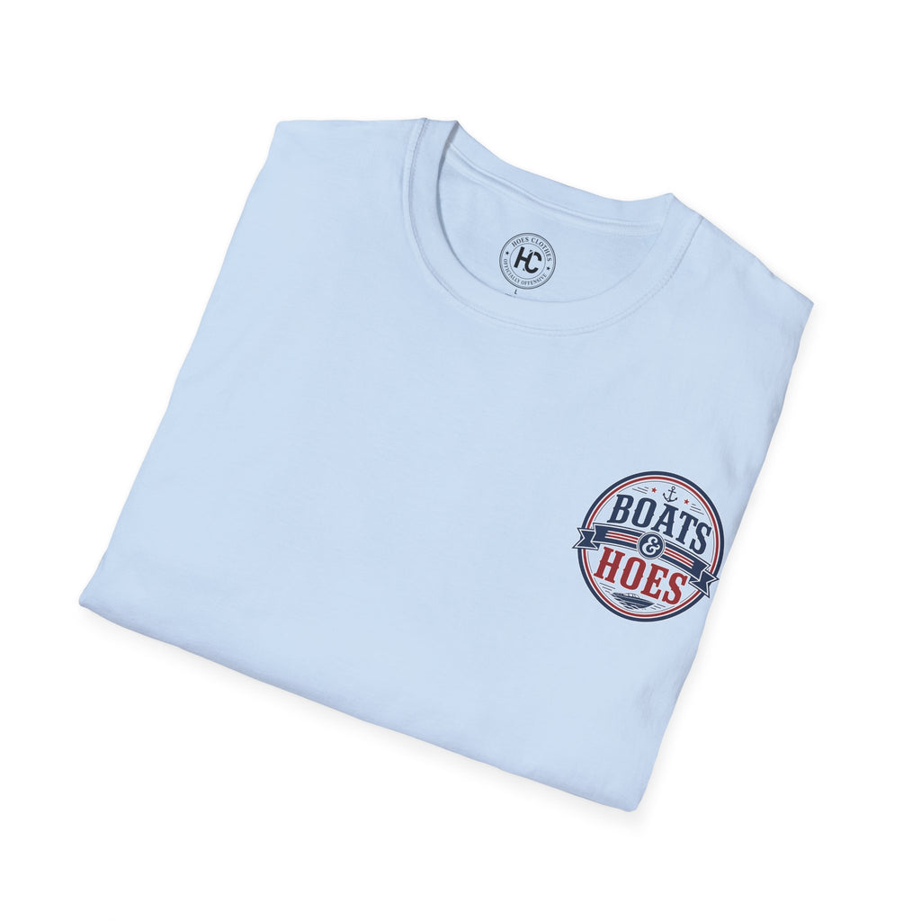 Boats and Hoes Badge Full Color Front & Back Tee – Hoes Clothes