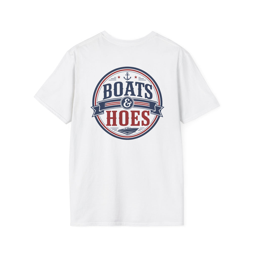 Boats and Hoes Badge Full Color Front & Back Tee – Hoes Clothes