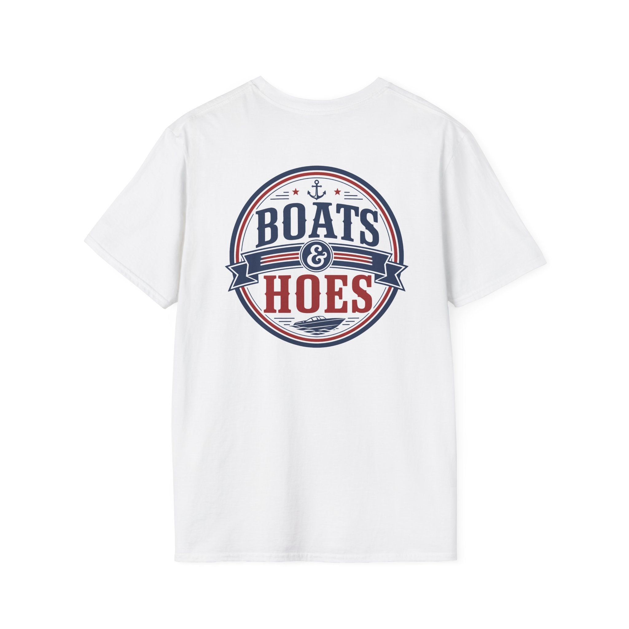 Boats and Hoes Badge Full Color Front & Back Tee – Hoes Clothes