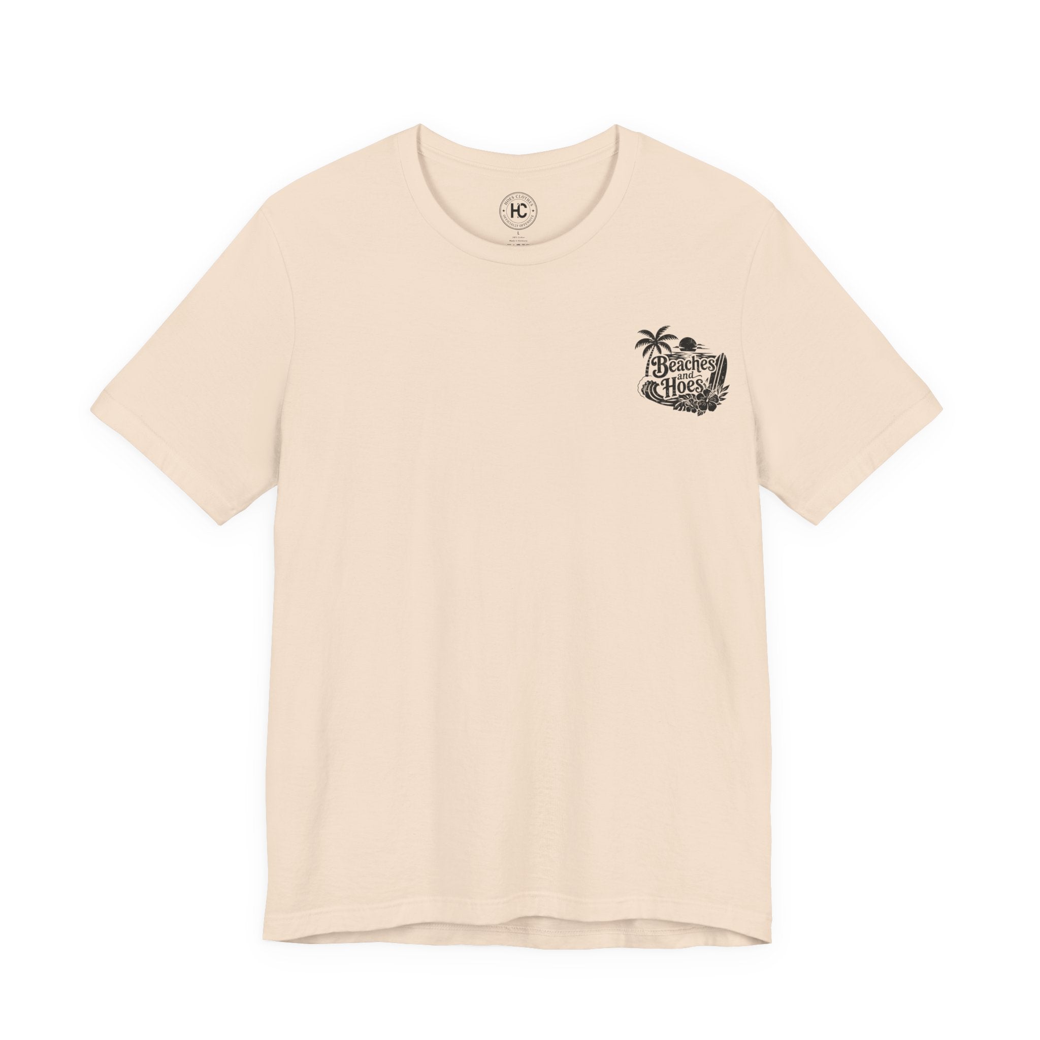 Beaches and Hoes B&W Left Chest Full Back Print Tee – Hoes Clothes
