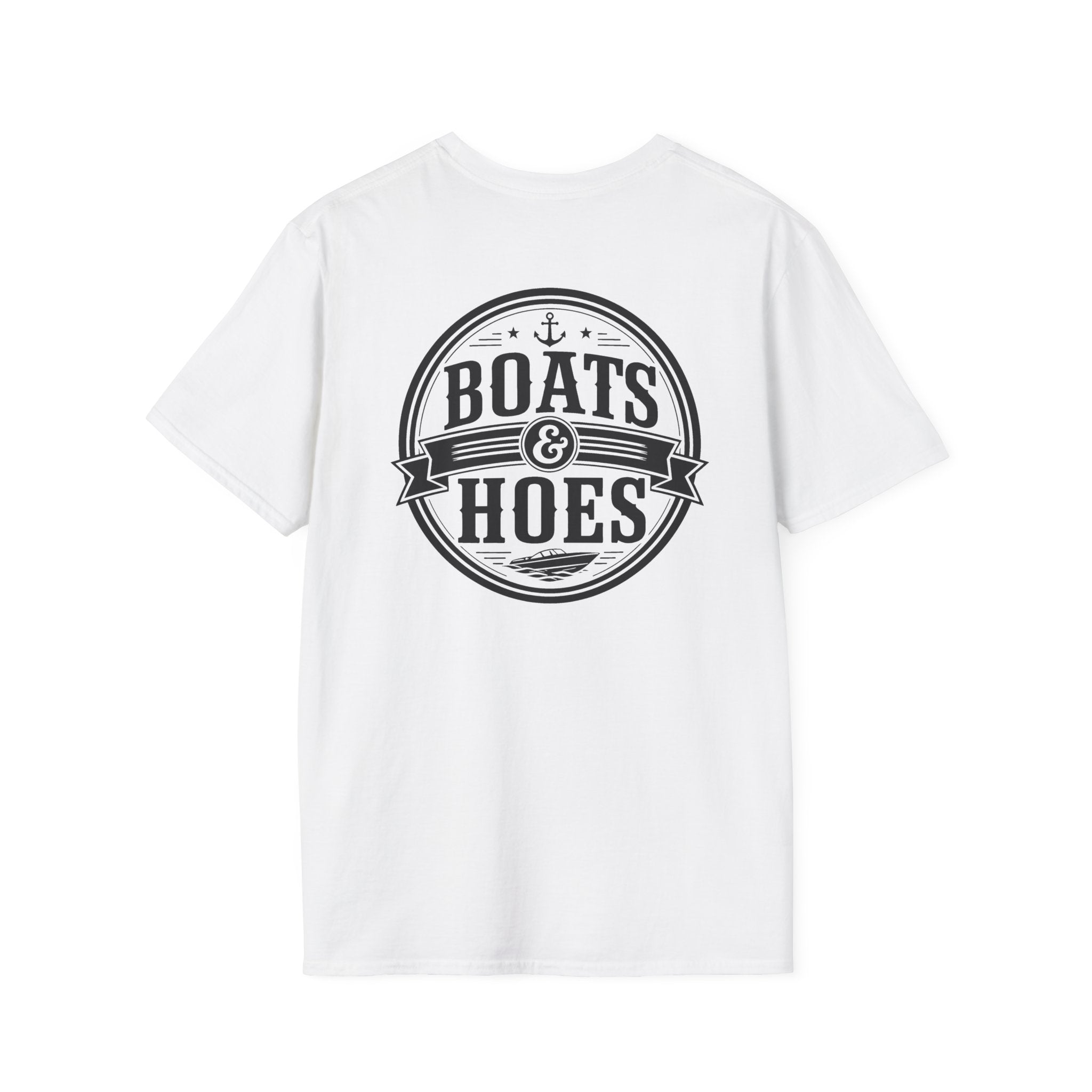 Boats and Hoes Badge Front & Back Print Tee – Hoes Clothes