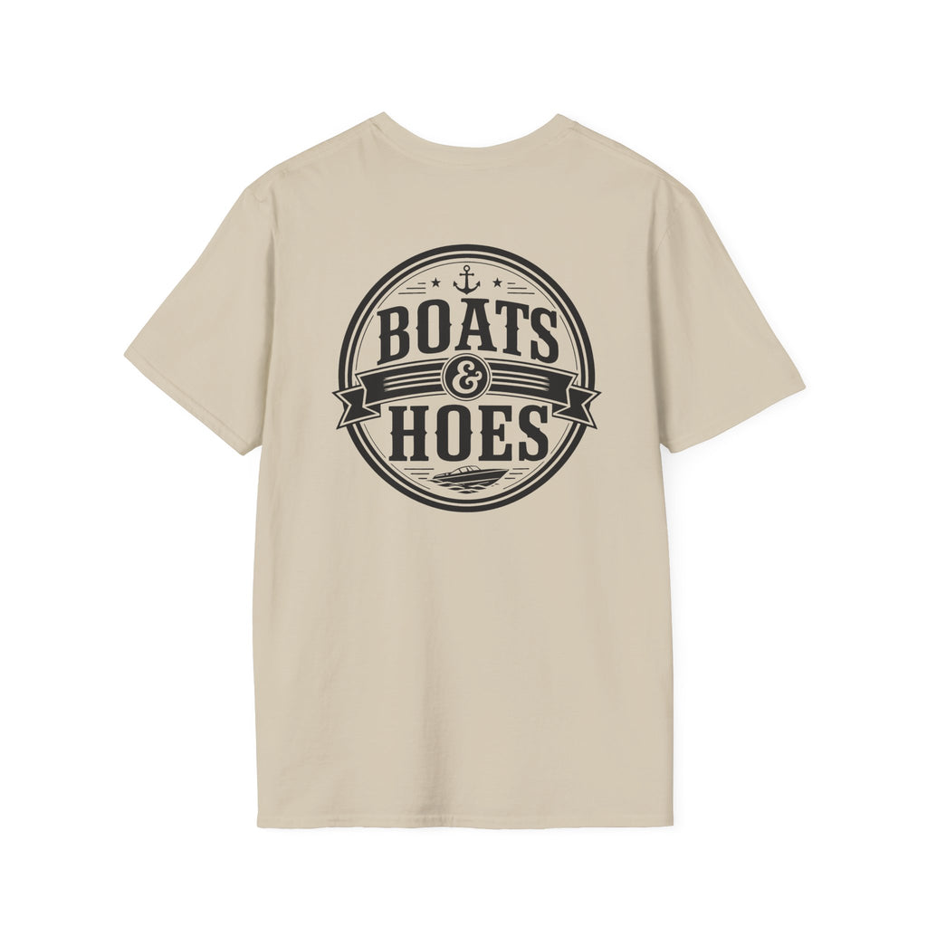 Boats and Hoes Badge Front & Back Print Tee – Hoes Clothes