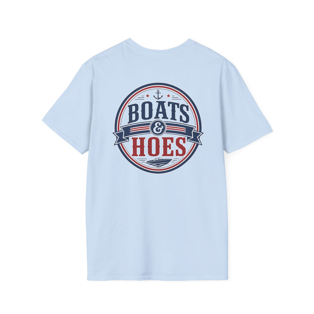 Boats and Hoes Badge Full Color Front & Back Tee – Hoes Clothes