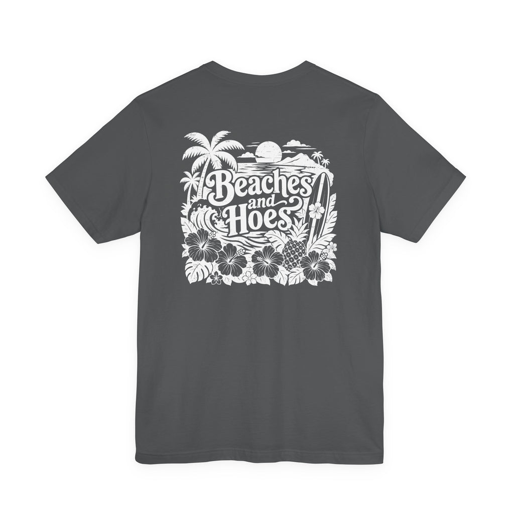 Beaches and Hoes B&W Left Chest Full Back Print Tee – Hoes Clothes