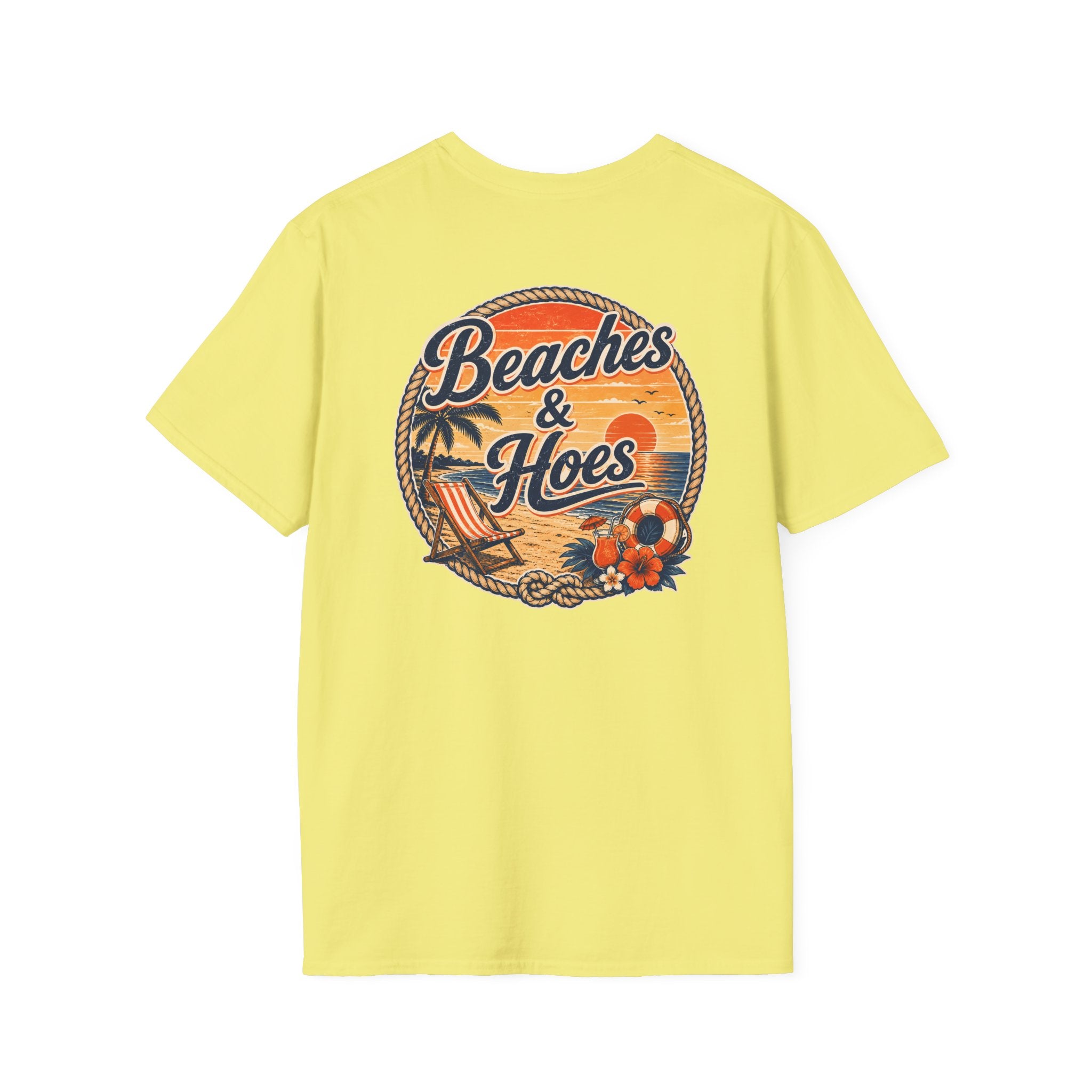 Beaches and Hoes Sunset Left Chest Full Back Print Tee – Hoes Clothes