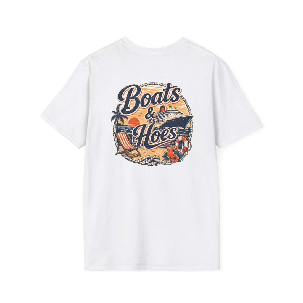 Boats and Hoes Sunset Cruising Left Chest Full Back Print Tee – Hoes Clothes