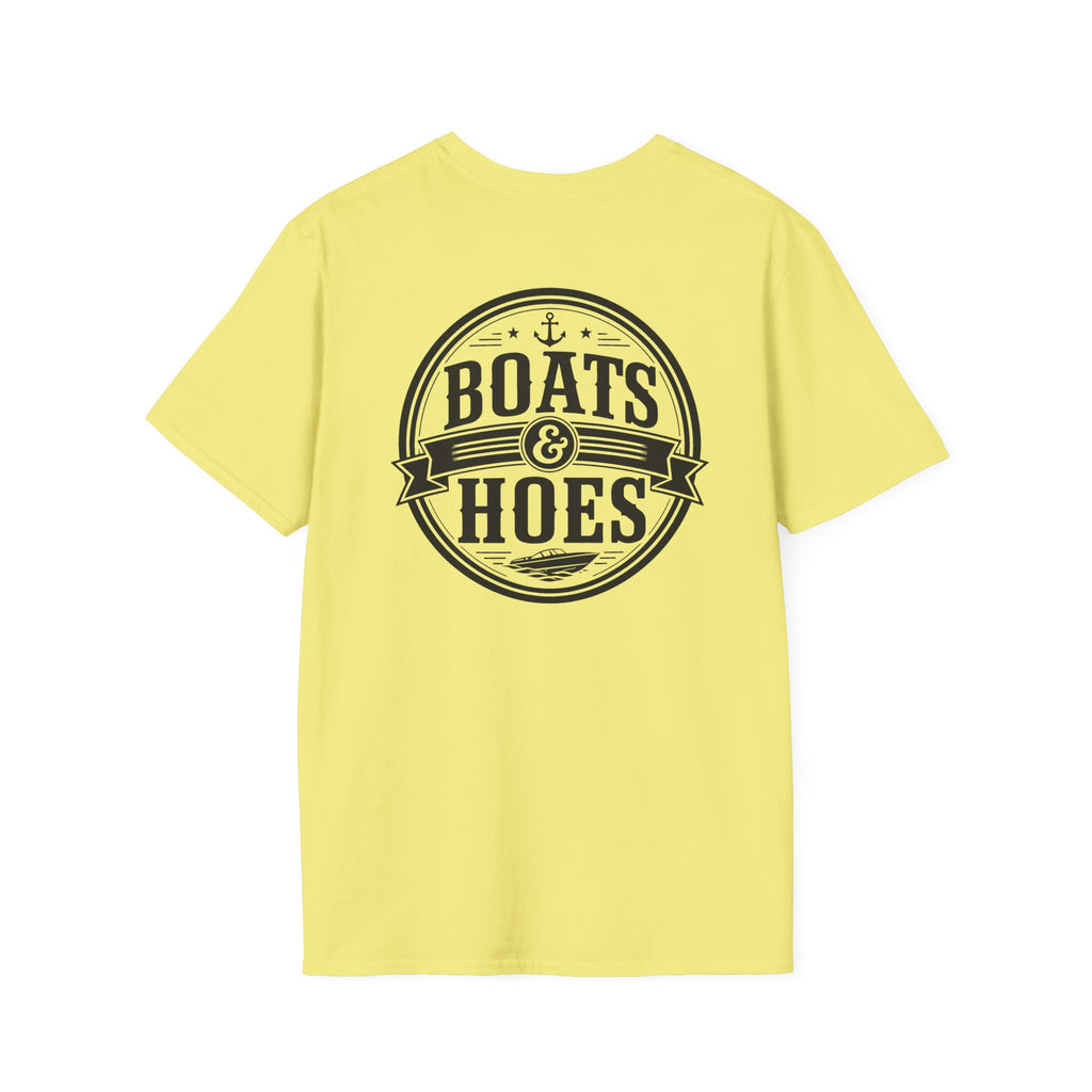 Boats and Hoes Badge Front & Back Print Tee – Hoes Clothes