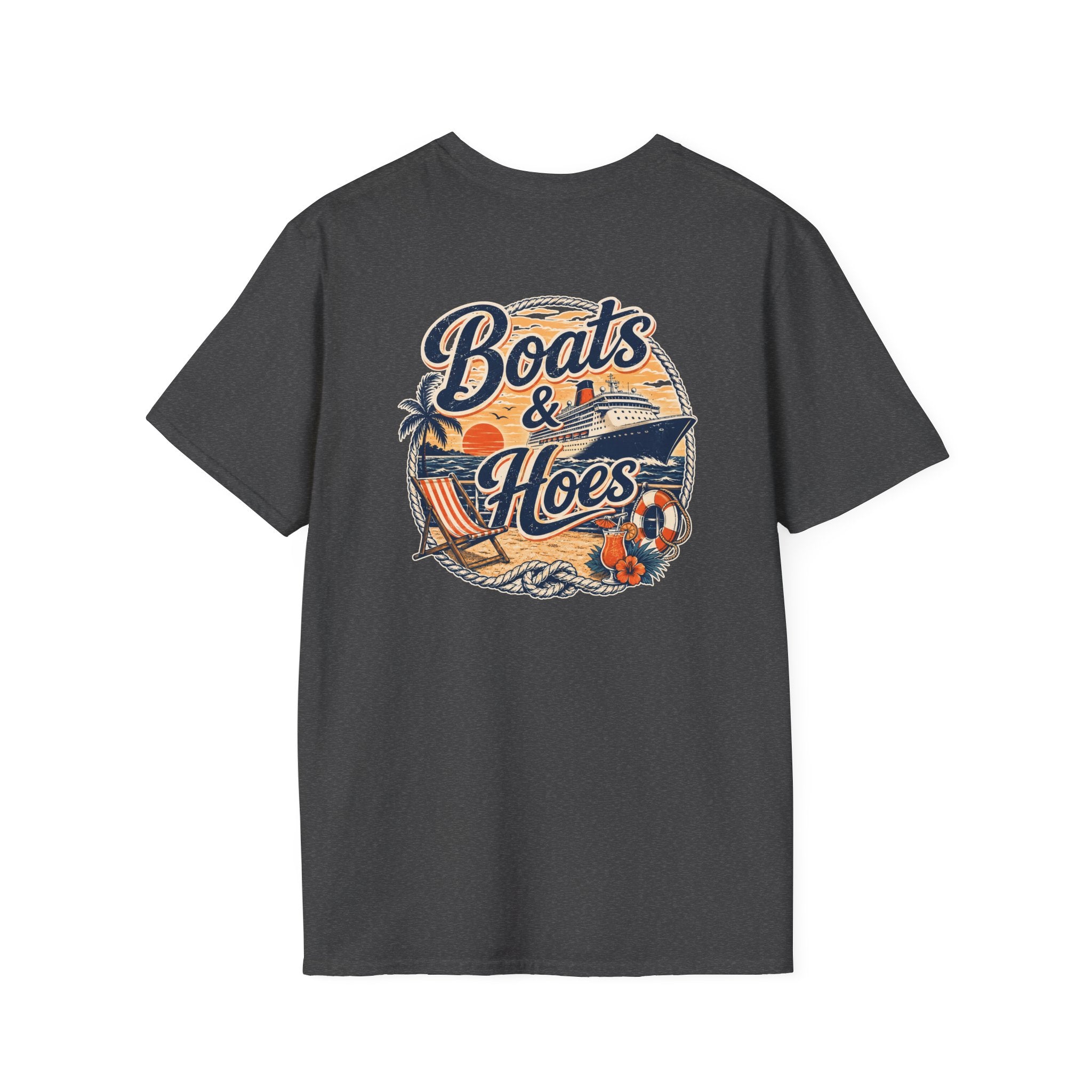 Boats and Hoes Sunset Cruising Left Chest Full Back Print Tee – Hoes Clothes