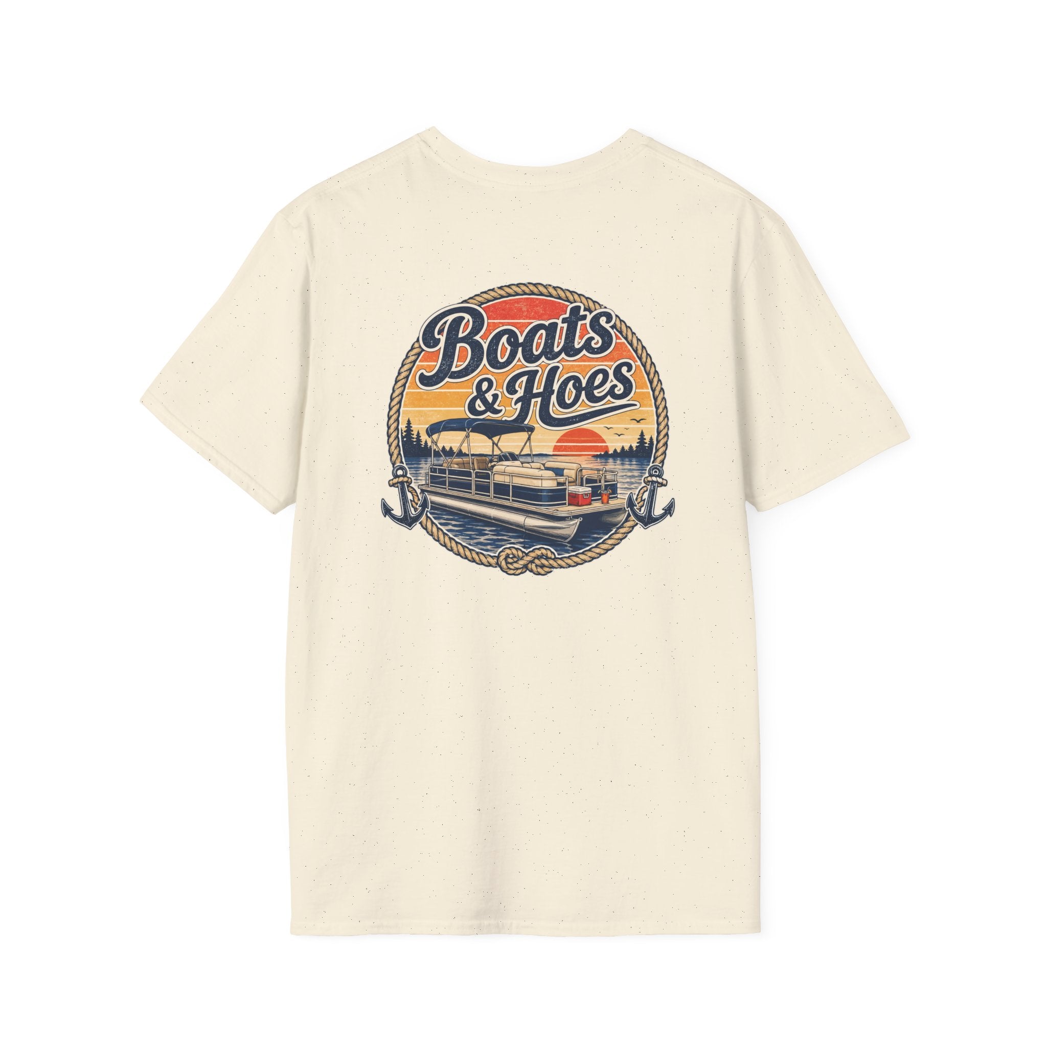 Boats and Hoes Sunset Pontoon Left Chest Full Back Print Tee – Hoes Clothes
