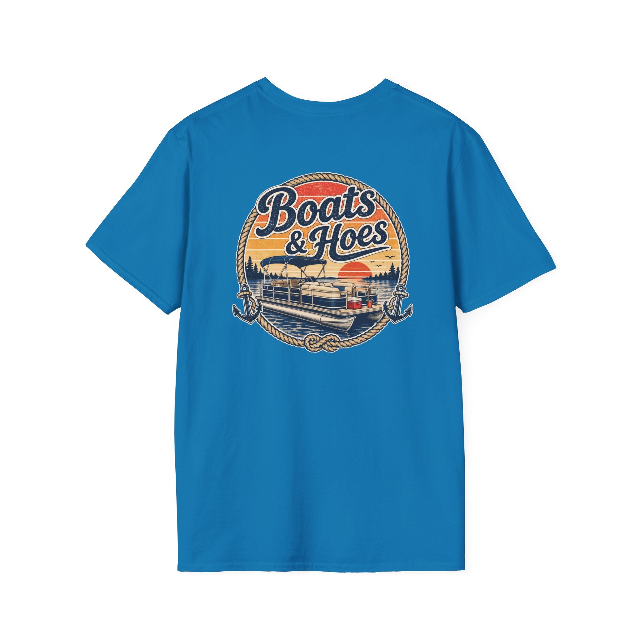 Boats and Hoes Sunset Pontoon Left Chest Full Back Print Tee – Hoes Clothes