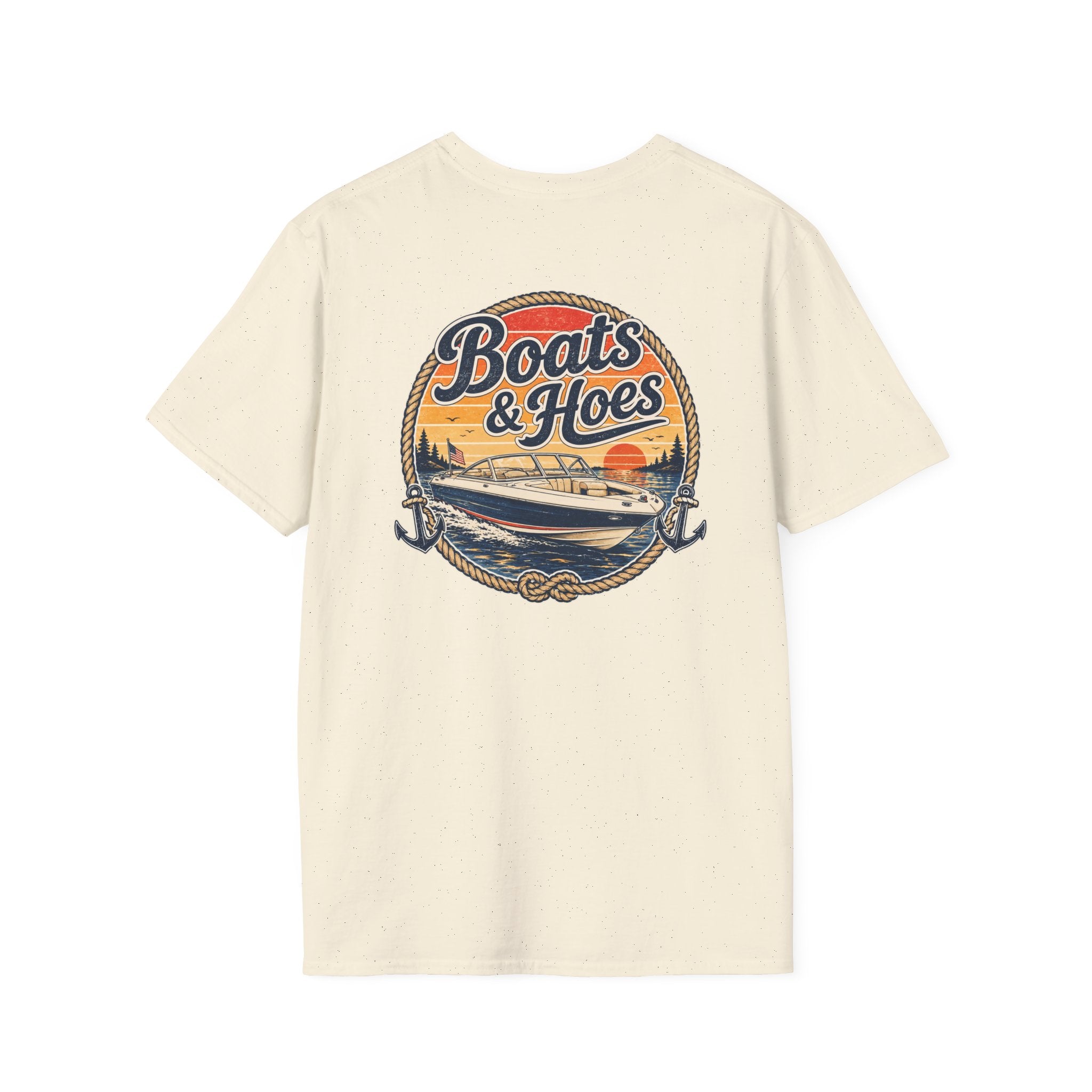 Boats and Hoes Sunset Speedboat Left Chest Full Back Print Tee – Hoes Clothes