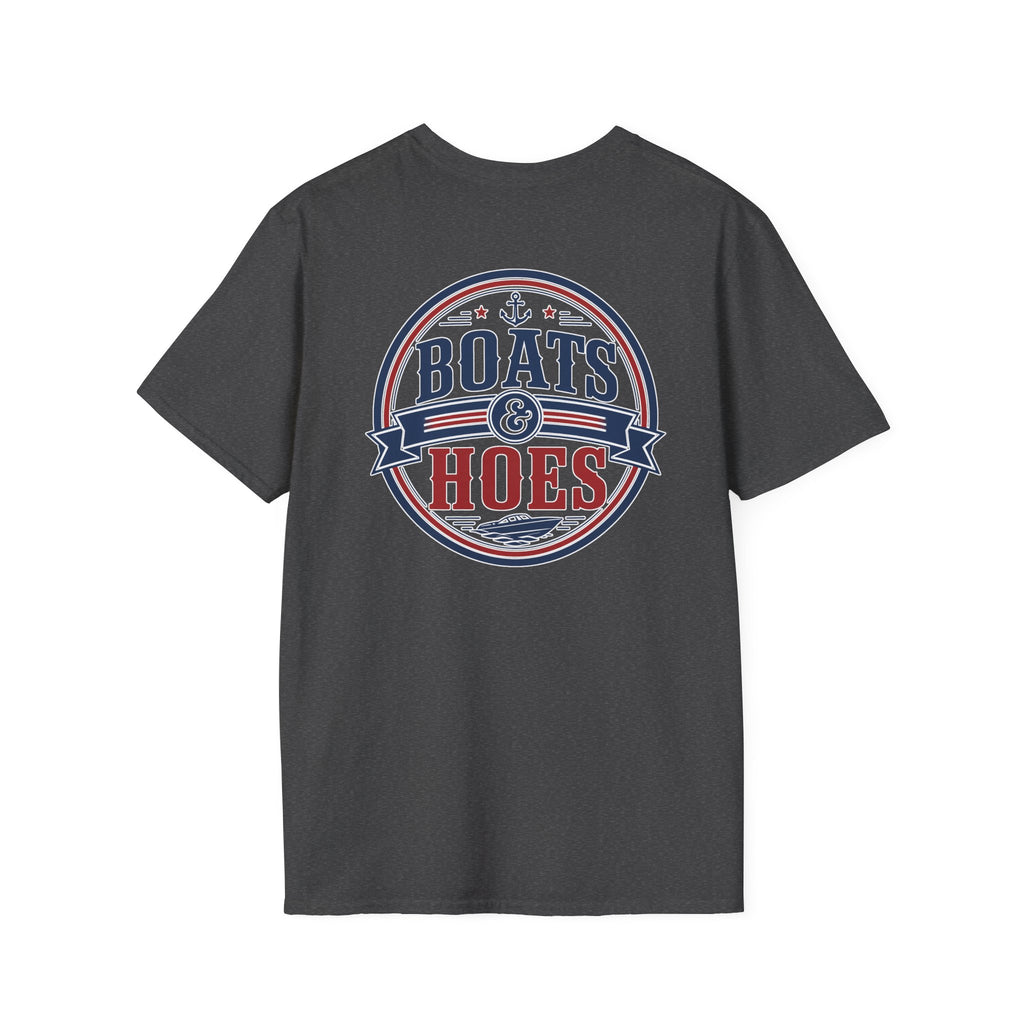 Boats and Hoes Badge Full Color Front & Back Tee – Hoes Clothes