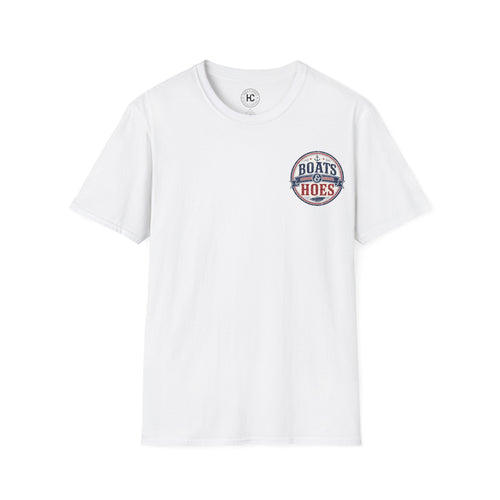 Boats and Hoes Badge Full Color Front & Back Tee – Hoes Clothes