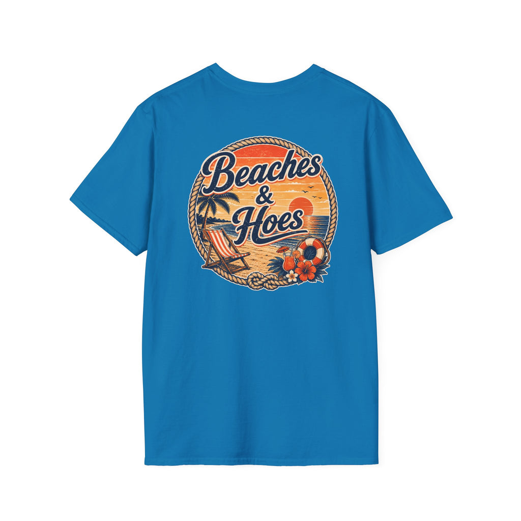 Beaches and Hoes Sunset Left Chest Full Back Print Tee – Hoes Clothes