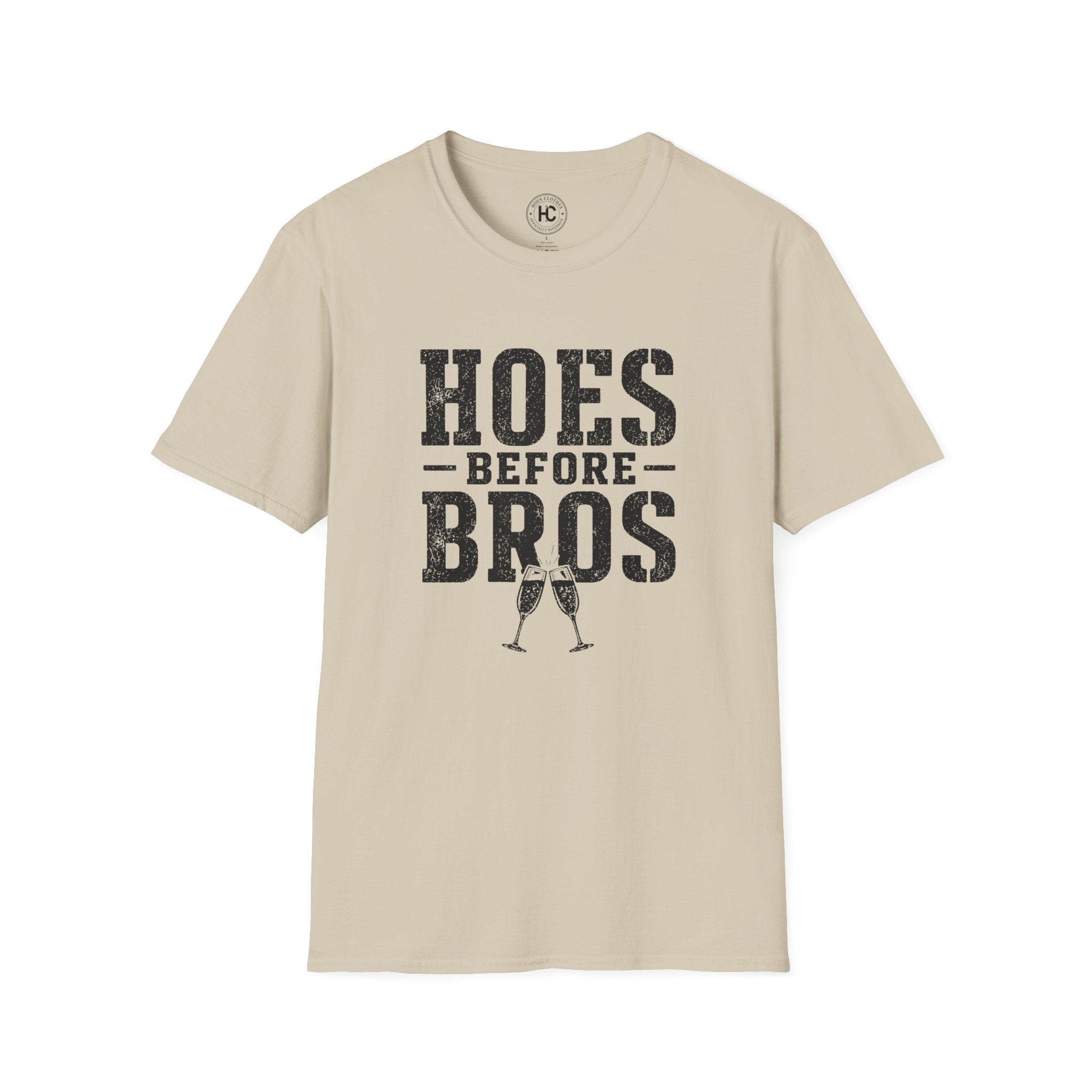 Hoes Before Bros Champagne Large Front Print Tee – Hoes Clothes