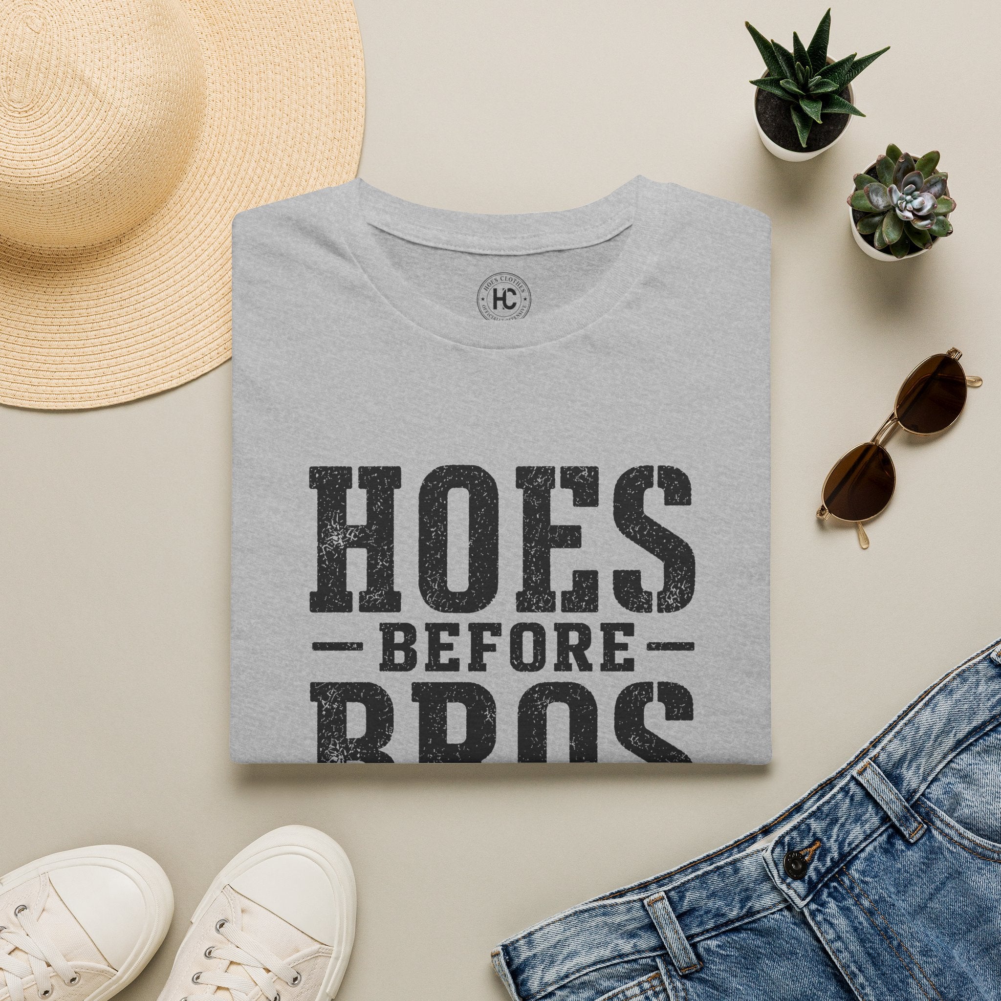 Hoes Before Bros Champagne Large Front Print Tee – Hoes Clothes